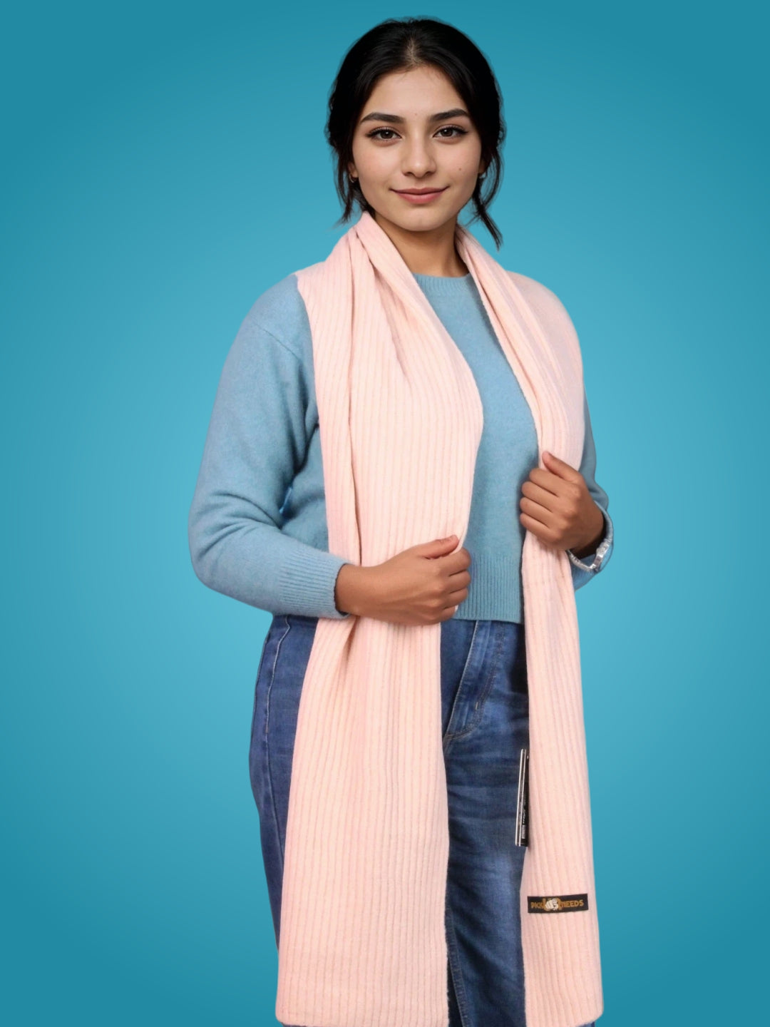 Pick Ur Needs Ultra Soft Ribbed Knit Muffler for Women Warm Winter Woolen Scarf Cozy Lightweight Neck Warmer for Casual & Outdoor Use