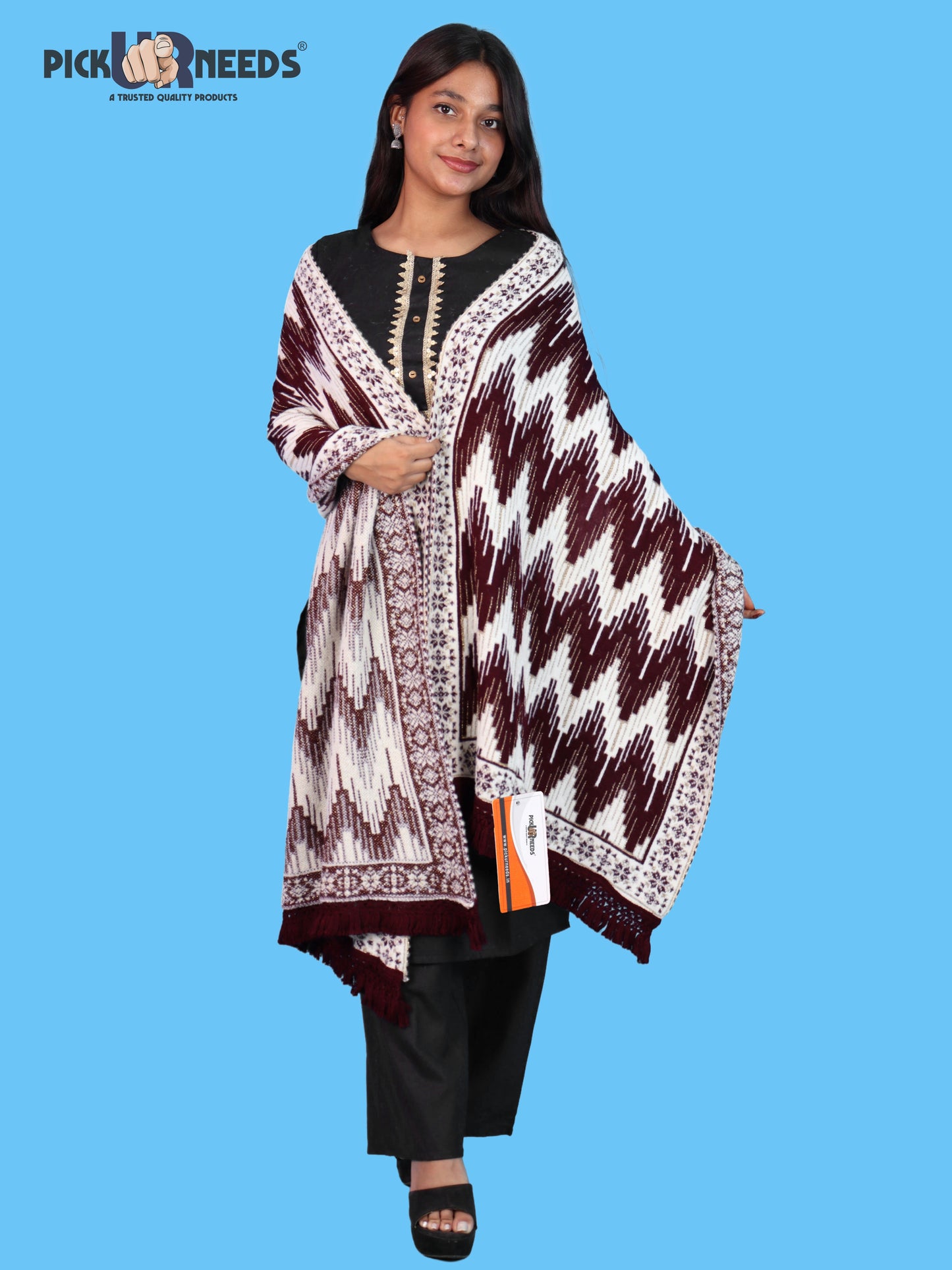 Pick Ur Needs Premium Wool Shawl For Womens & Girls Winter Muffler Soft Knitted Designer Wrap Warm Stole