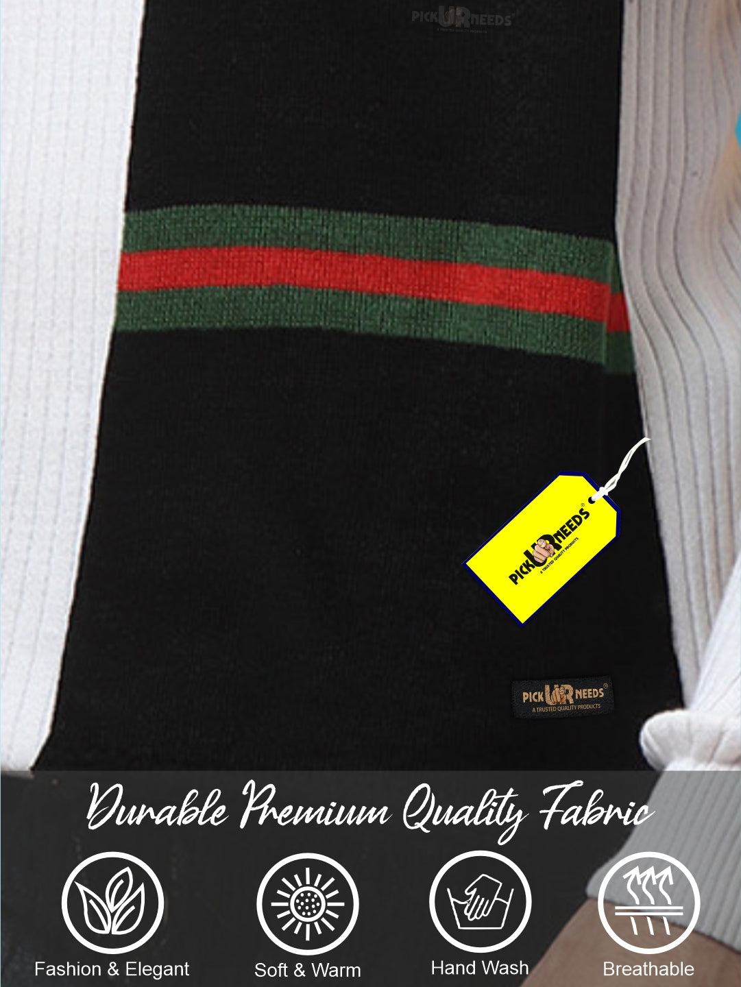 Pick Ur Needs Premium Woolen Muffler for Men Soft Warm Winter Scarf Stylish Striped Design Long & Comfortable Neck Wrap