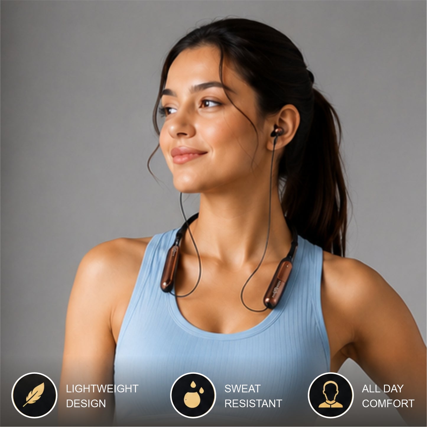 Wireless Neckband HD Sound, Magnetic Earbuds, Built-in Mic, Hands-Free Calling
