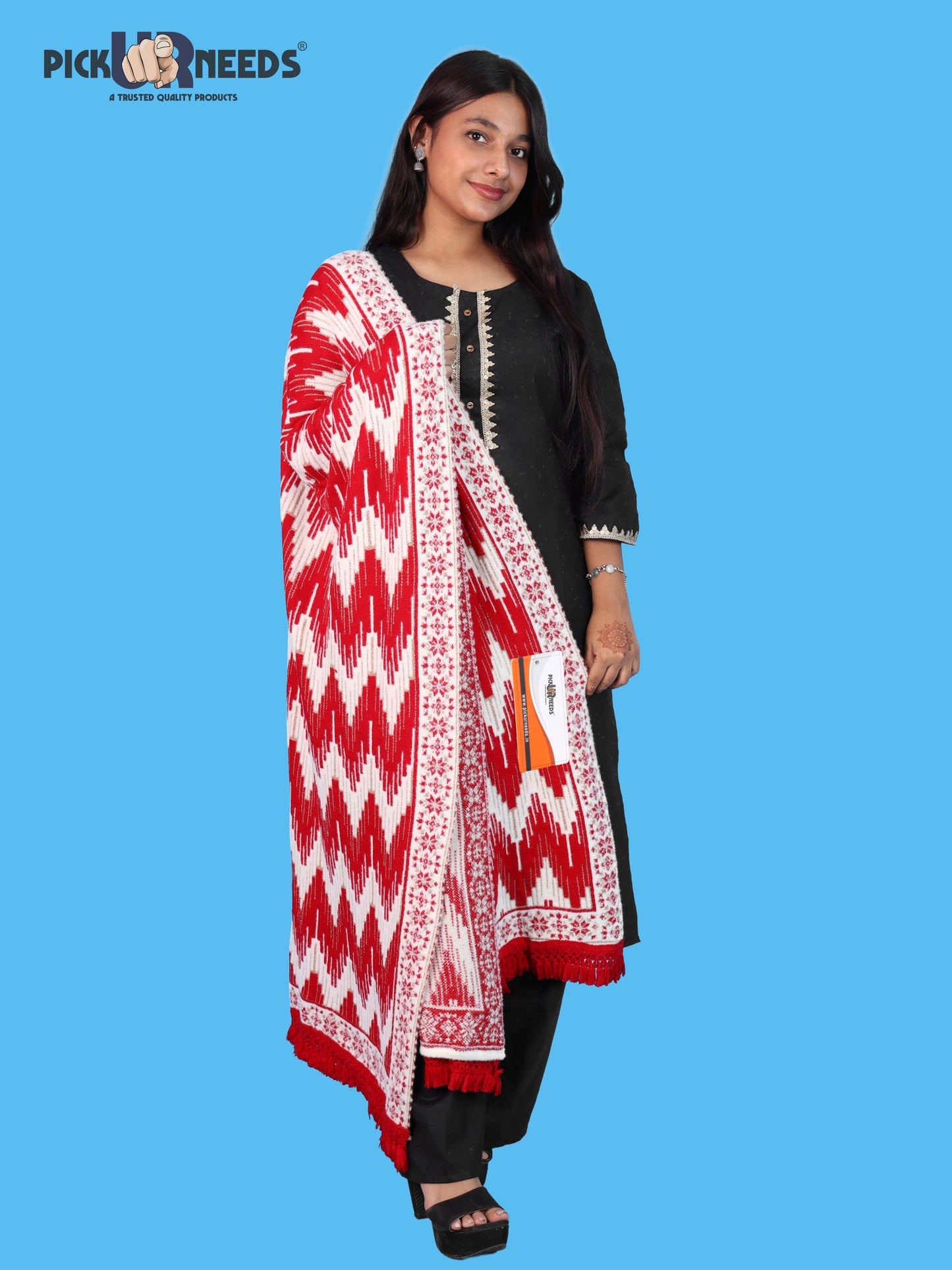 Pick Ur Needs Premium Wool Shawl For Womens & Girls Winter Muffler Soft Knitted Designer Wrap Warm Stole