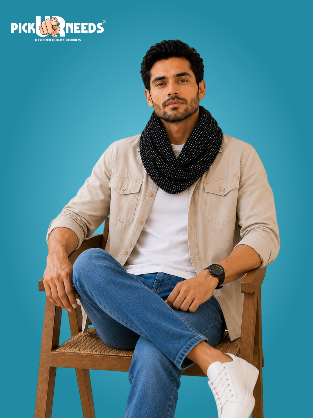 Pick Ur Needs Wool Blend Muffler for Men Soft Winter Scarf with Elegant Checks All-Day Comfort