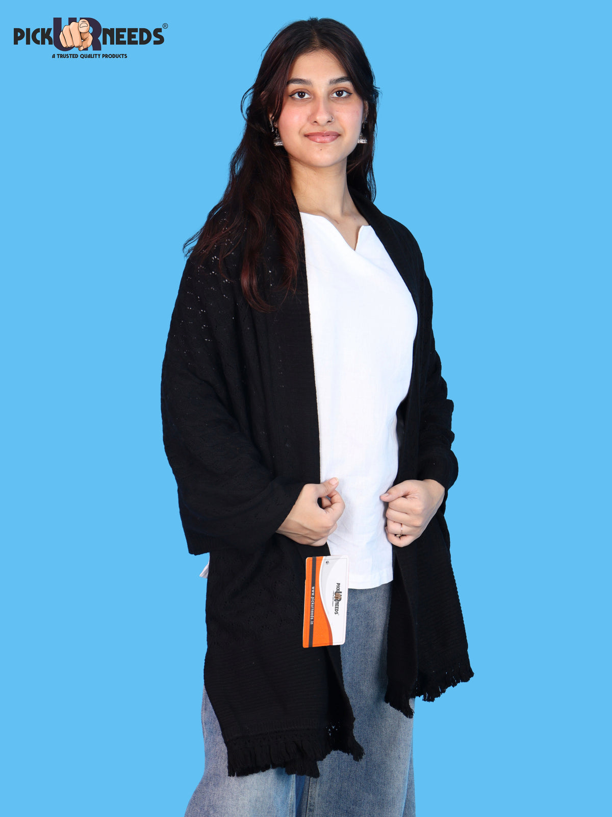 Pick Ur Needs Wool Self Design Women Shawl