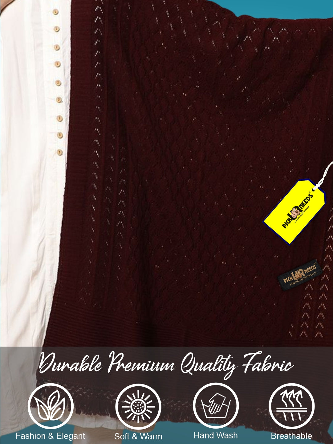 Pick Ur Needs Wool Self Design Women Shawl