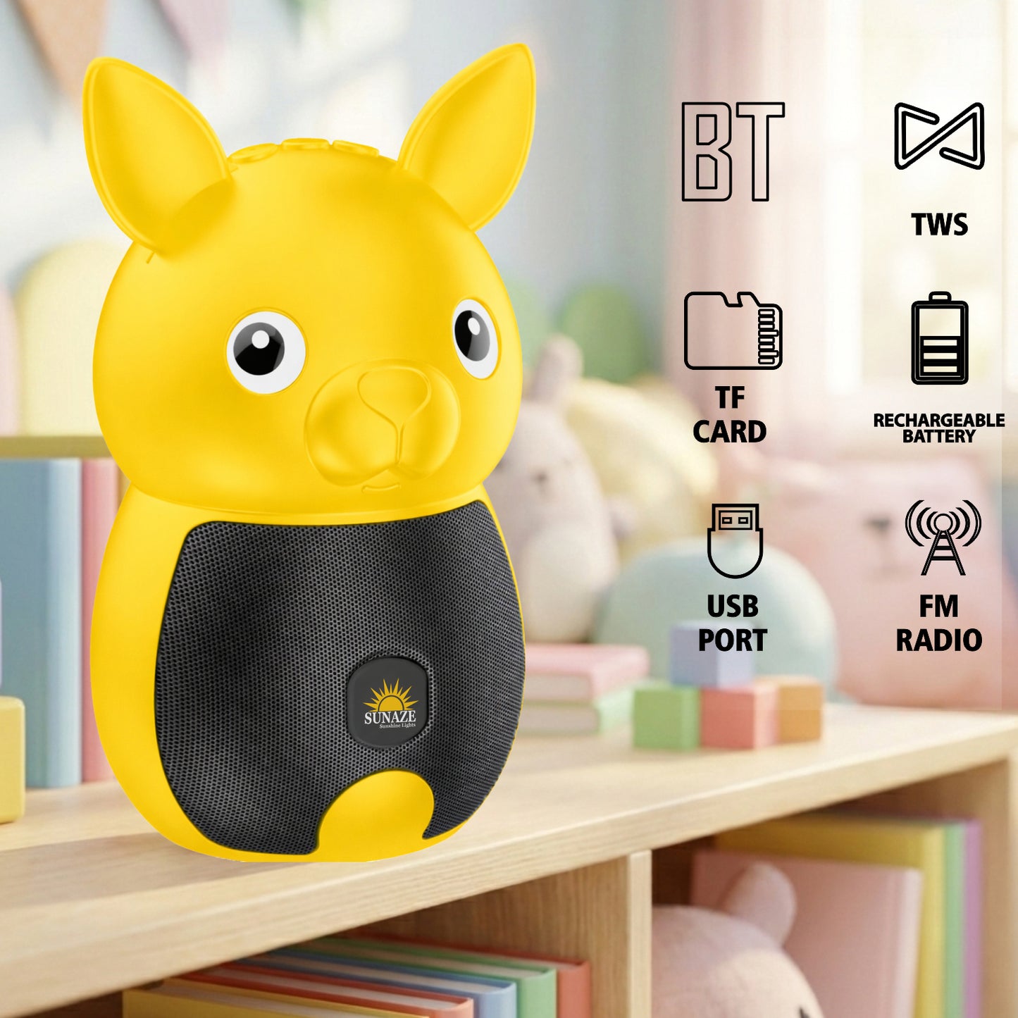Pick Ur Needs Bunny Bluetooth Speaker | Cute Portable Wireless Speakers with TWS, FM Radio, USB & TF Card | Rechargeable Mini Speaker for Kids & Desk Use