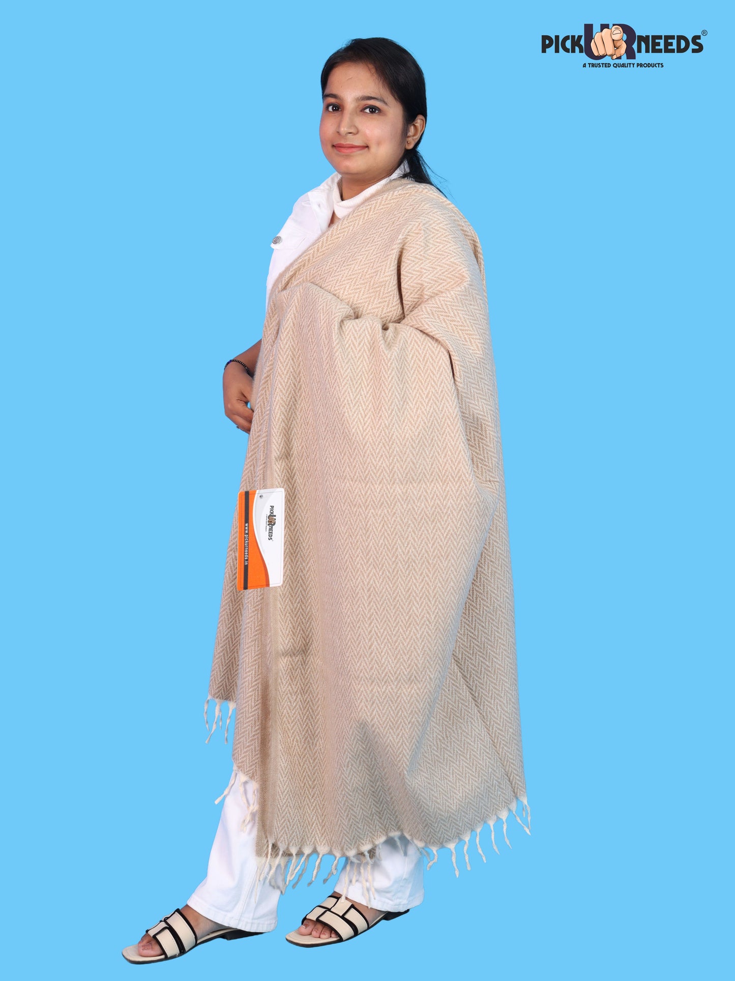 Pick Ur Needs Women’s Winter Muffler Shawl Soft & Warm Knitted Herringbone Wrap with Elegant Fringe Stole For Girls