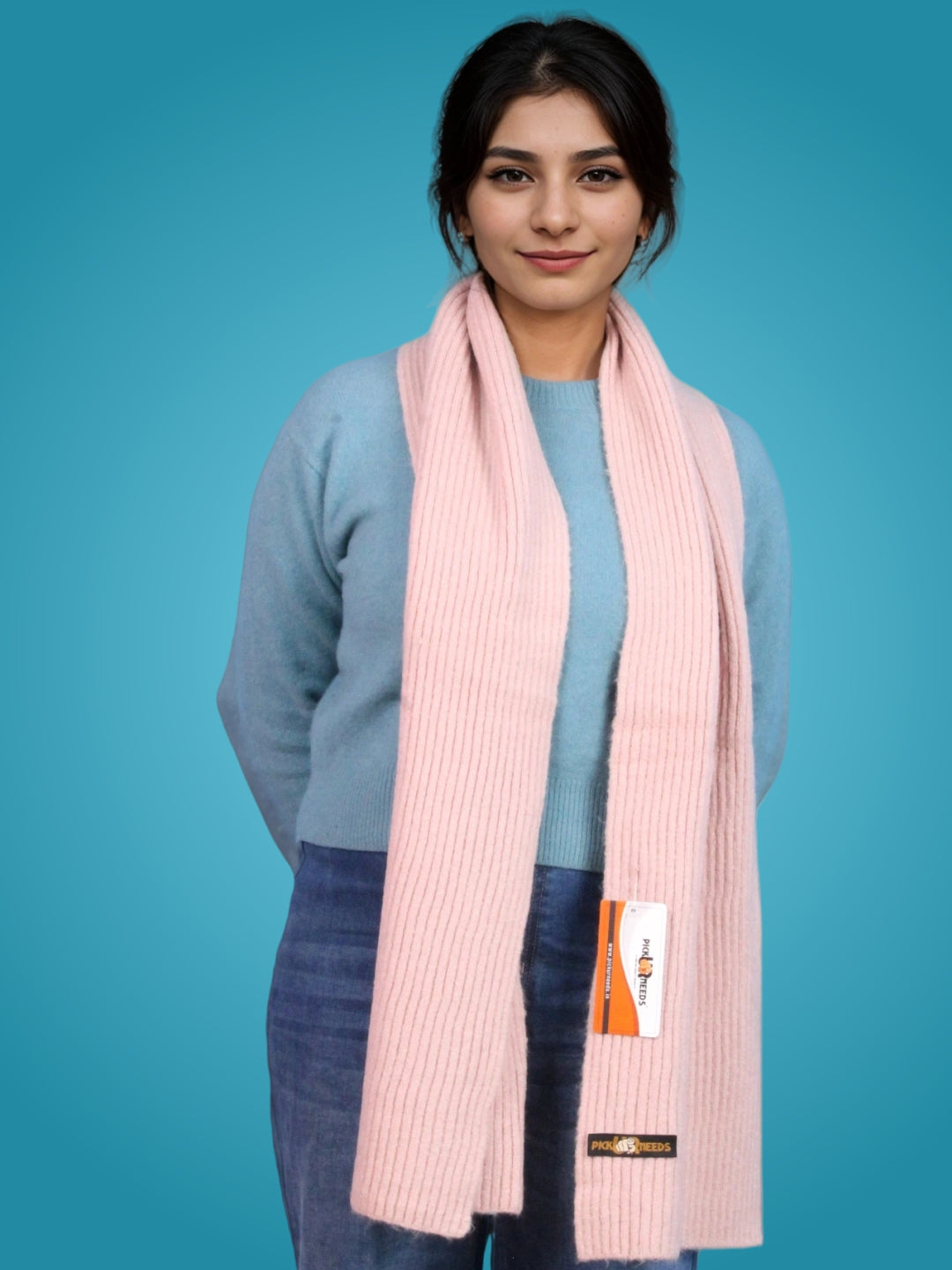 Pick Ur Needs Ultra Soft Ribbed Knit Muffler for Women Warm Winter Woolen Scarf Cozy Lightweight Neck Warmer for Casual & Outdoor Use