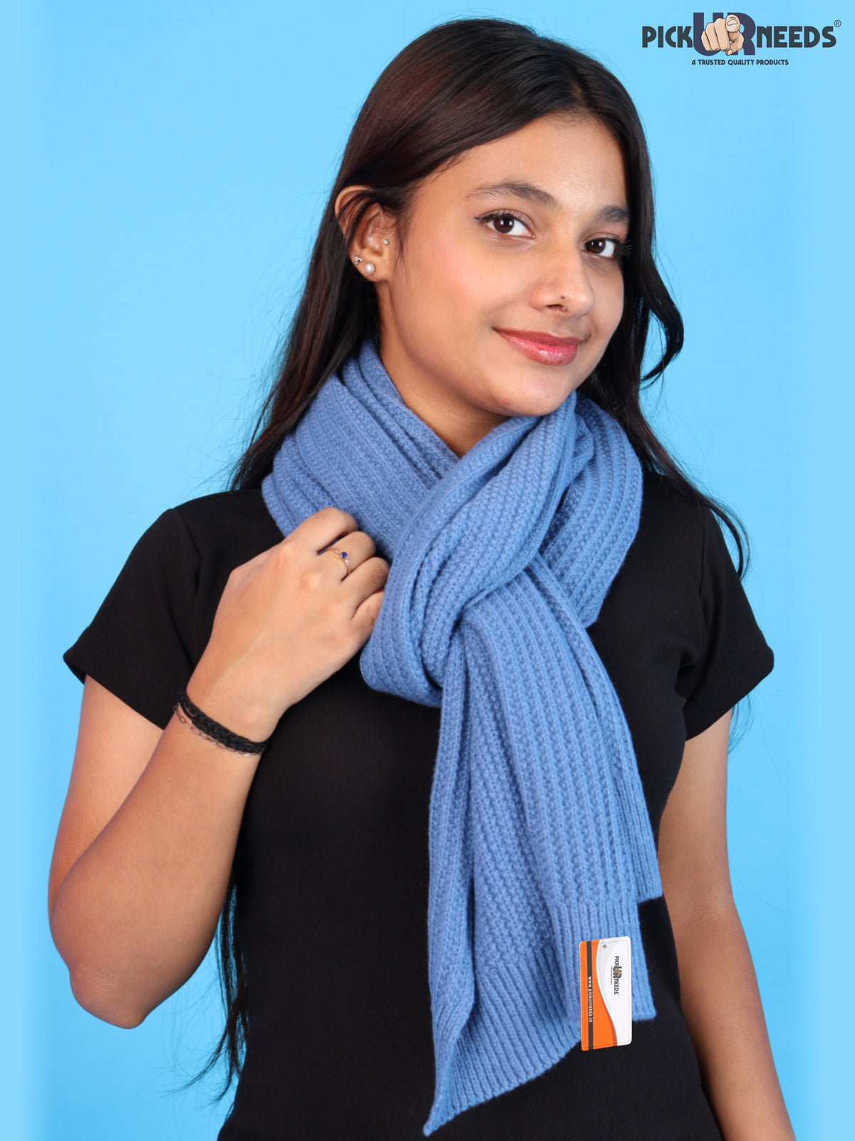 Pick Ur Needs Womens Stylish Knitted Muffler Scarf, Long Ribbed Knit Winter Neck Wrap, Soft Textured Cozy Scarf for Girls