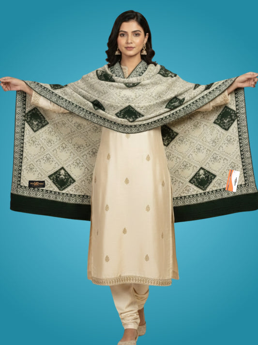 Pick Ur Needs Woolen Shawl for Women | Warm Winter Wool Fabric Shawls with Traditional Prints | Soft & Elegant Ethnic Stole