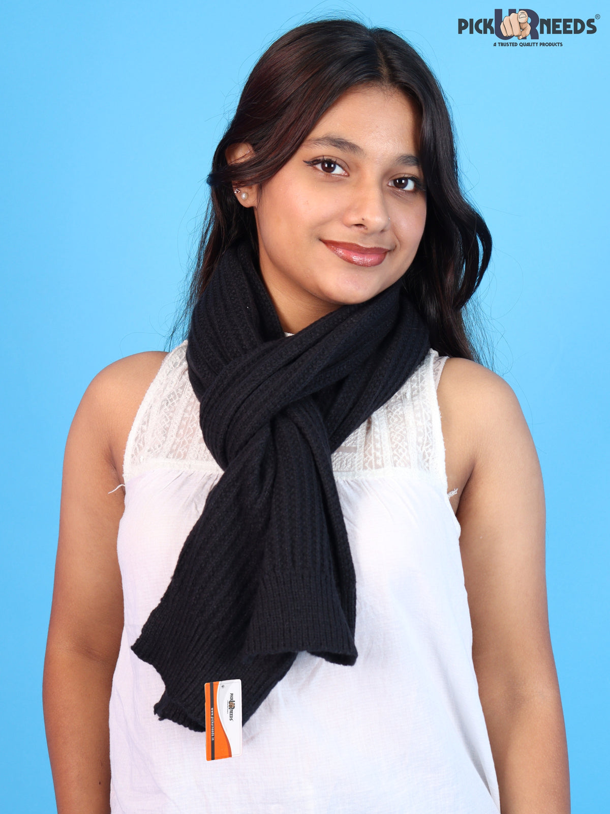 Pick Ur Needs Womens Stylish Knitted Muffler Scarf, Long Ribbed Knit Winter Neck Wrap, Soft Textured Cozy Scarf for Girls
