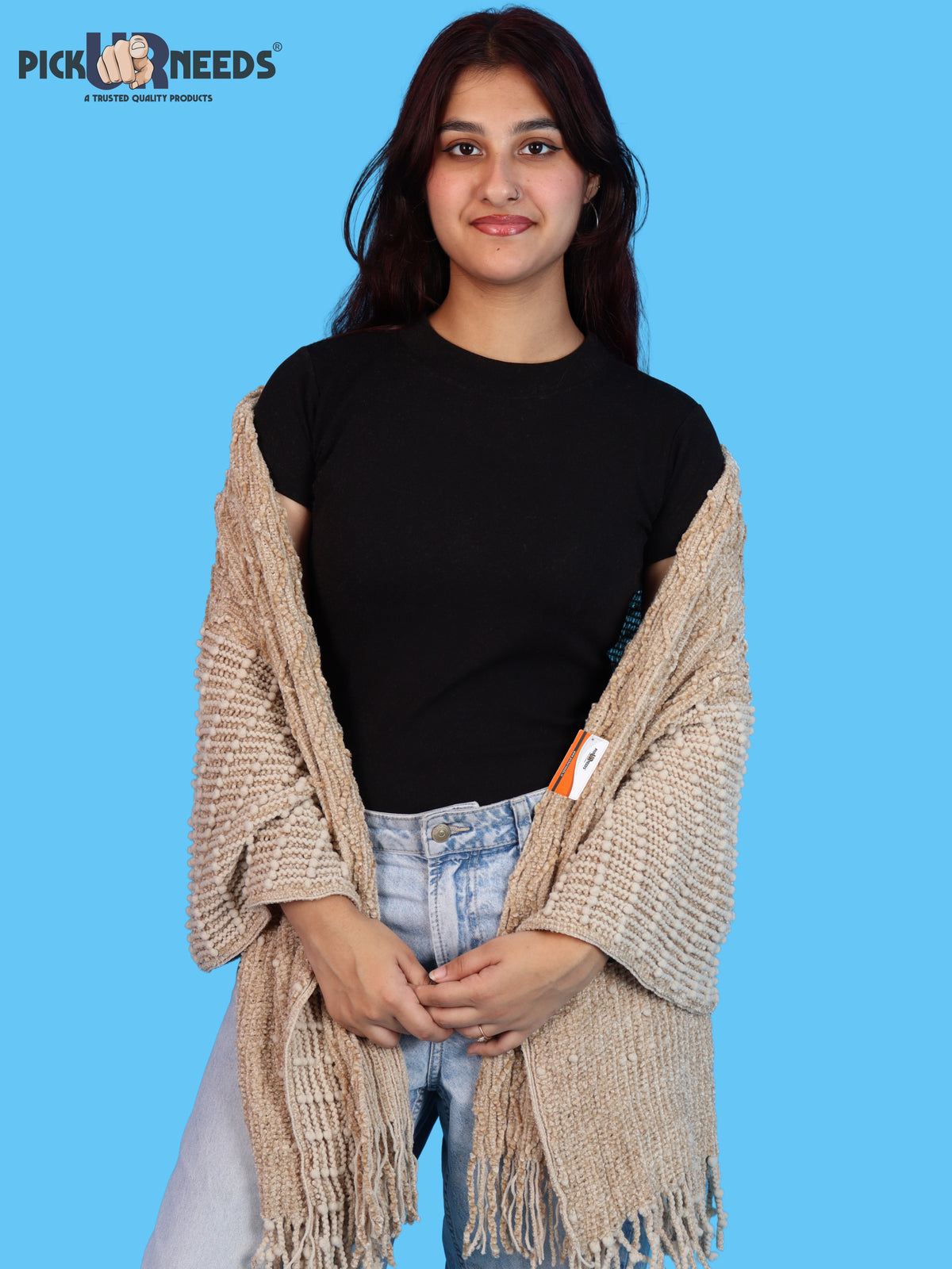 Pick Ur Needs Winter Premium Muffler for Women Soft Textured Woven with Elegant Fringe Detailing Warm For Girls