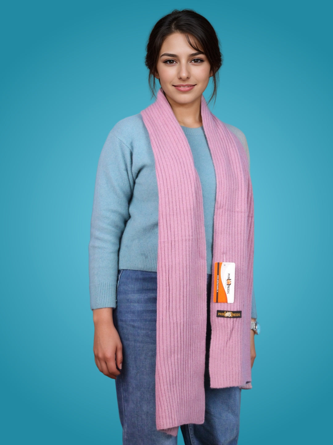 Pick Ur Needs Ultra Soft Ribbed Knit Muffler for Women Warm Winter Woolen Scarf Cozy Lightweight Neck Warmer for Casual & Outdoor Use