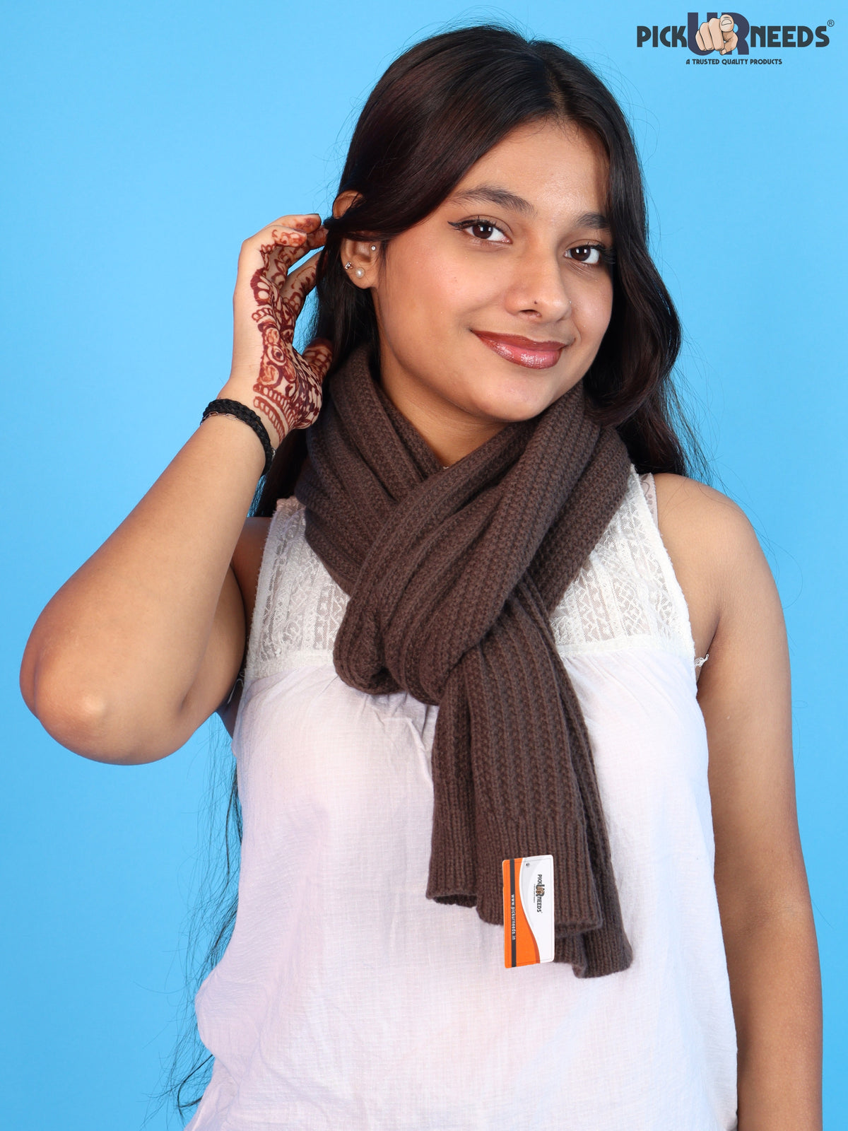 Pick Ur Needs Womens Stylish Knitted Muffler Scarf, Long Ribbed Knit Winter Neck Wrap, Soft Textured Cozy Scarf for Girls
