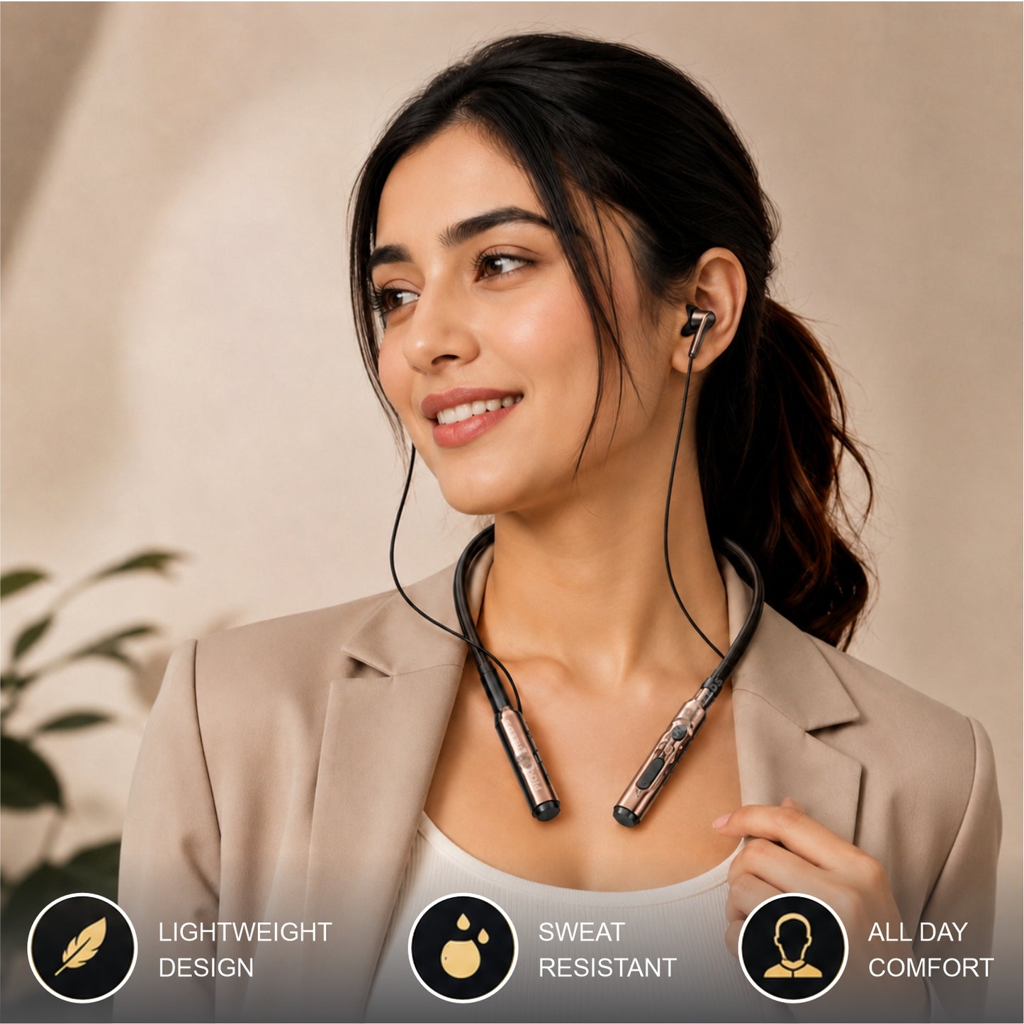 Bluetooth Neckband Earbuds with Strong Battery Backup & Comfortable Fit