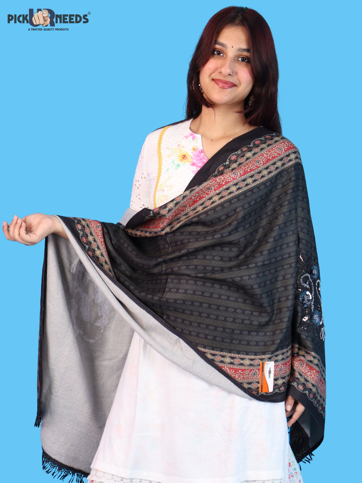 Pick Ur Needs Premium Soft Woolen Women & Girls Stylish Shawl with Elegant Design for Winter & Wedding