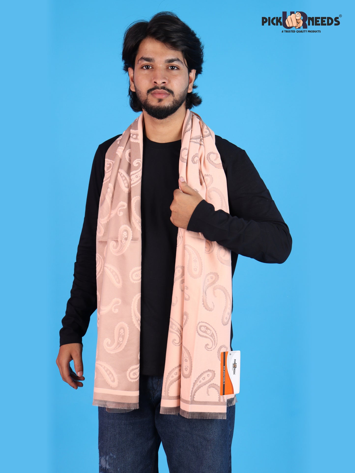 Pick Ur Needs Mens 2-in-1 Shawl & Stole, Elegant Paisley Print Winter Wrap, Lightweight Warm Shoulder Scarf for Boys, Stylish Reversible-Style