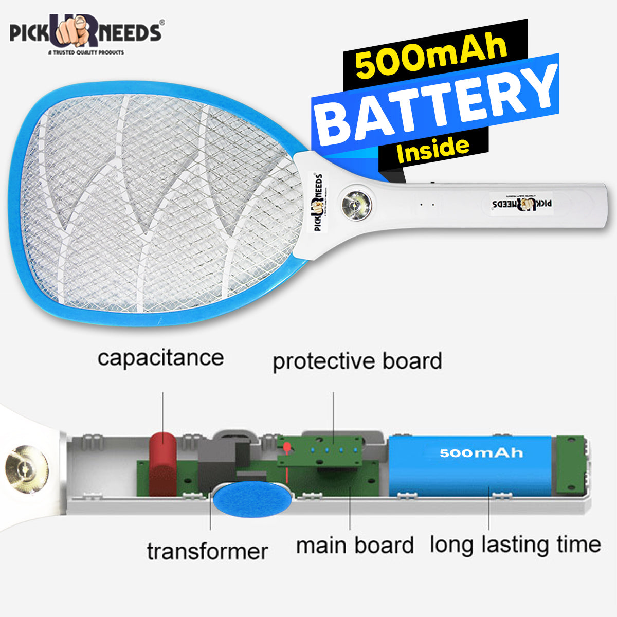 Pick Ur Needs Mosquito Racket Bat Rechargeable Anti Electric Insect Killer Racquet Bat | Fly Swatter with USB Charging