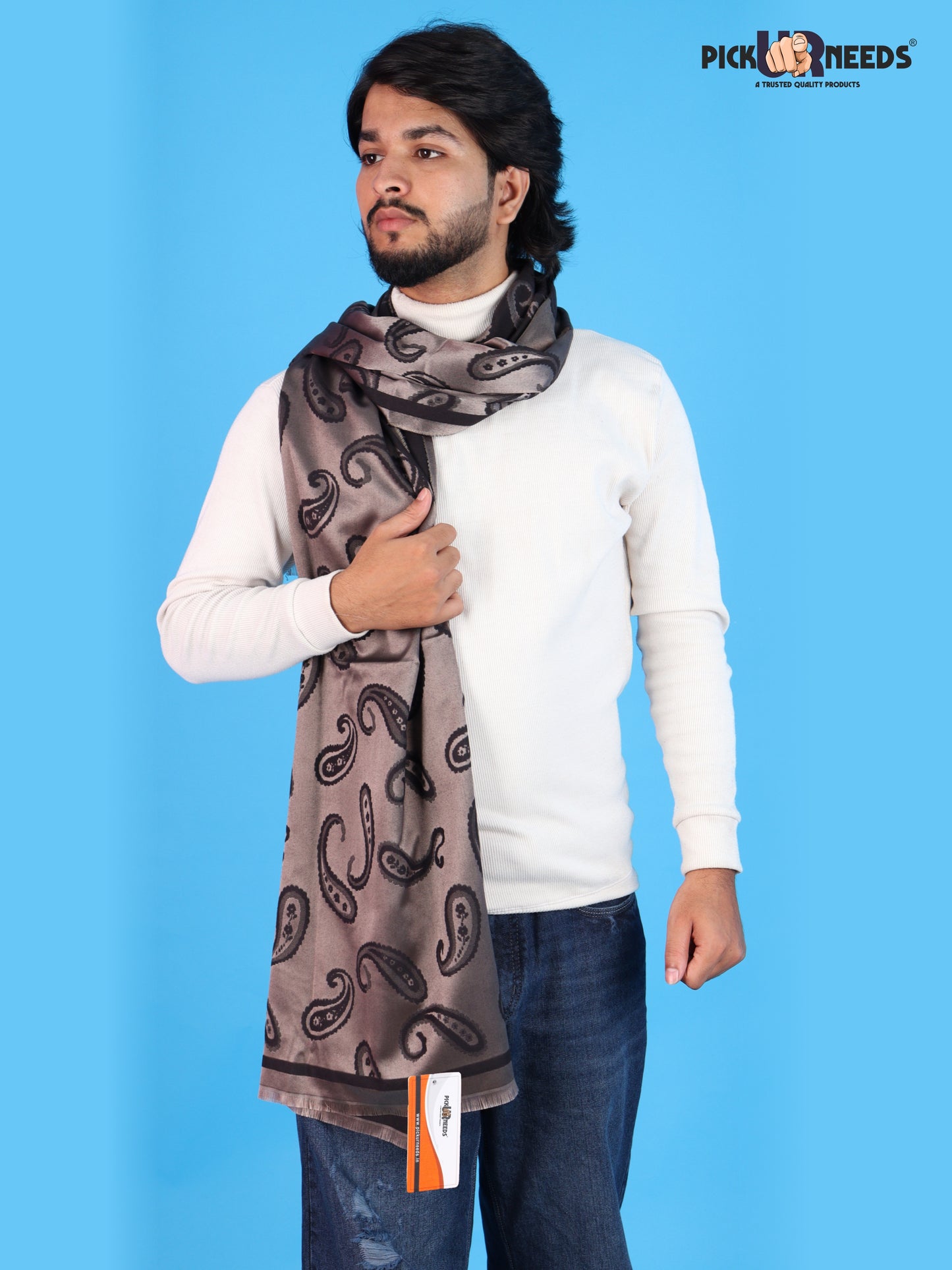 Pick Ur Needs Mens 2-in-1 Shawl & Stole, Elegant Paisley Print Winter Wrap, Lightweight Warm Shoulder Scarf for Boys, Stylish Reversible-Style