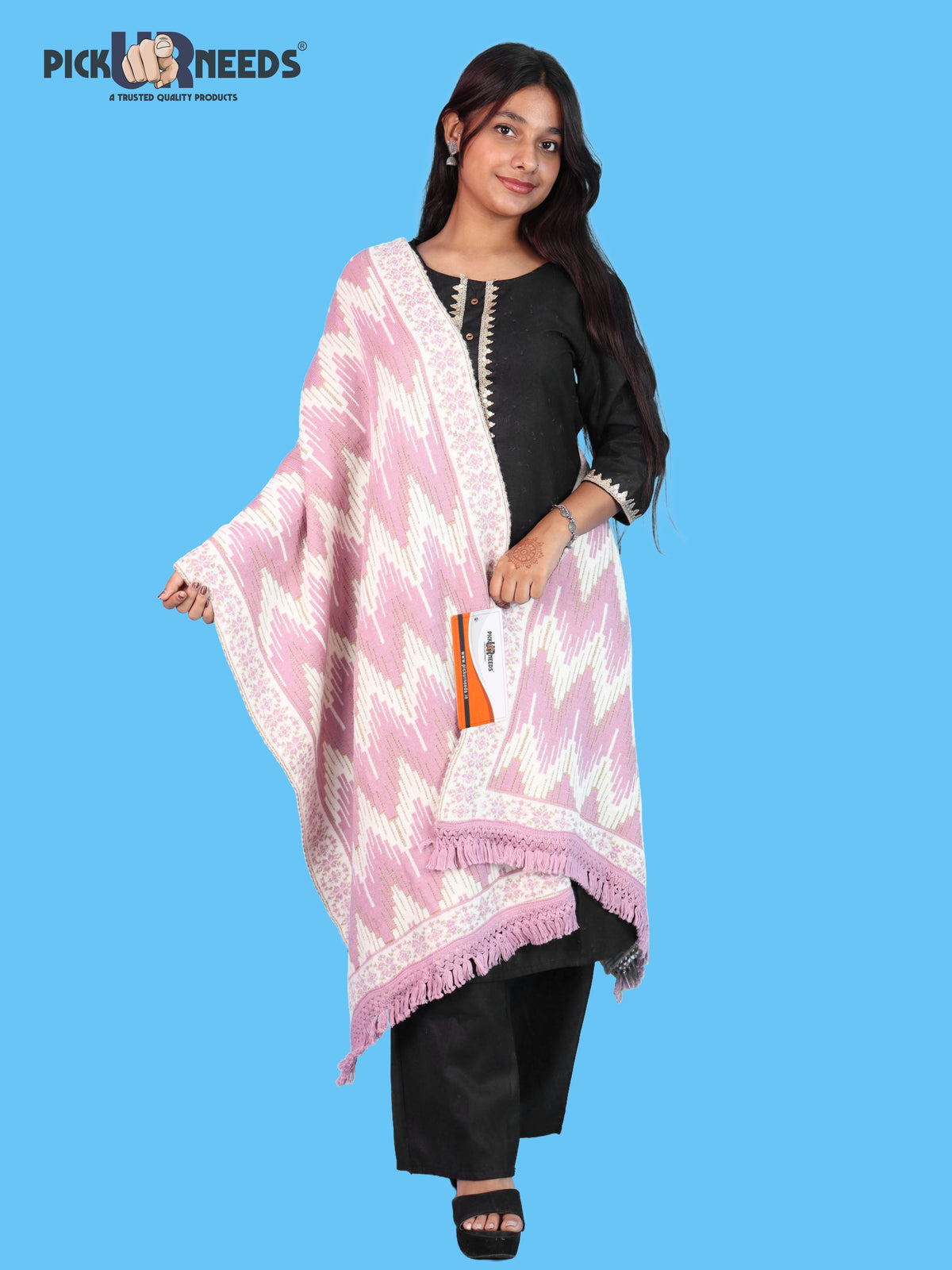 Pick Ur Needs Premium Wool Shawl For Womens & Girls Winter Muffler Soft Knitted Designer Wrap Warm Stole