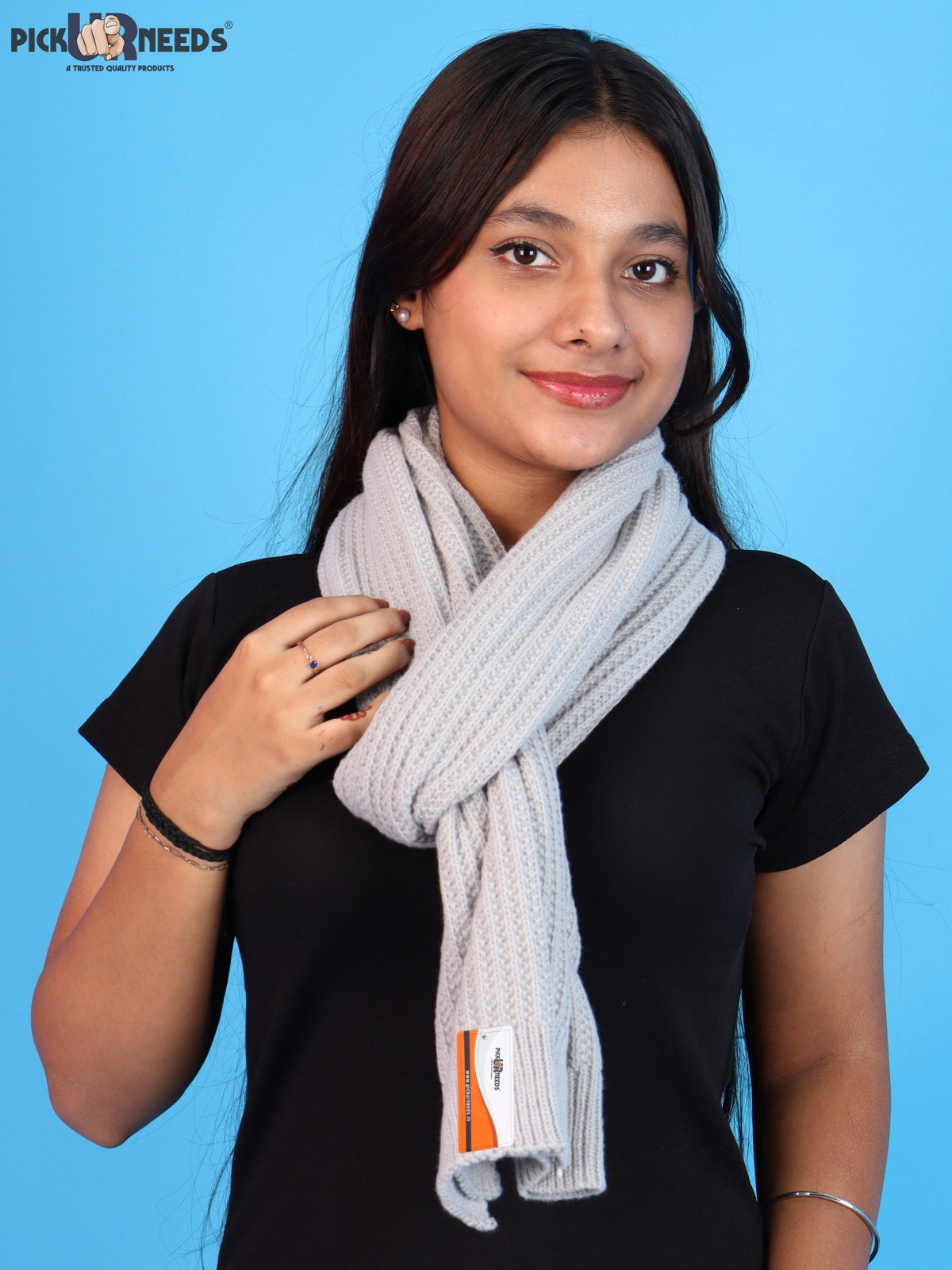 Pick Ur Needs Womens Stylish Knitted Muffler Scarf, Long Ribbed Knit Winter Neck Wrap, Soft Textured Cozy Scarf for Girls