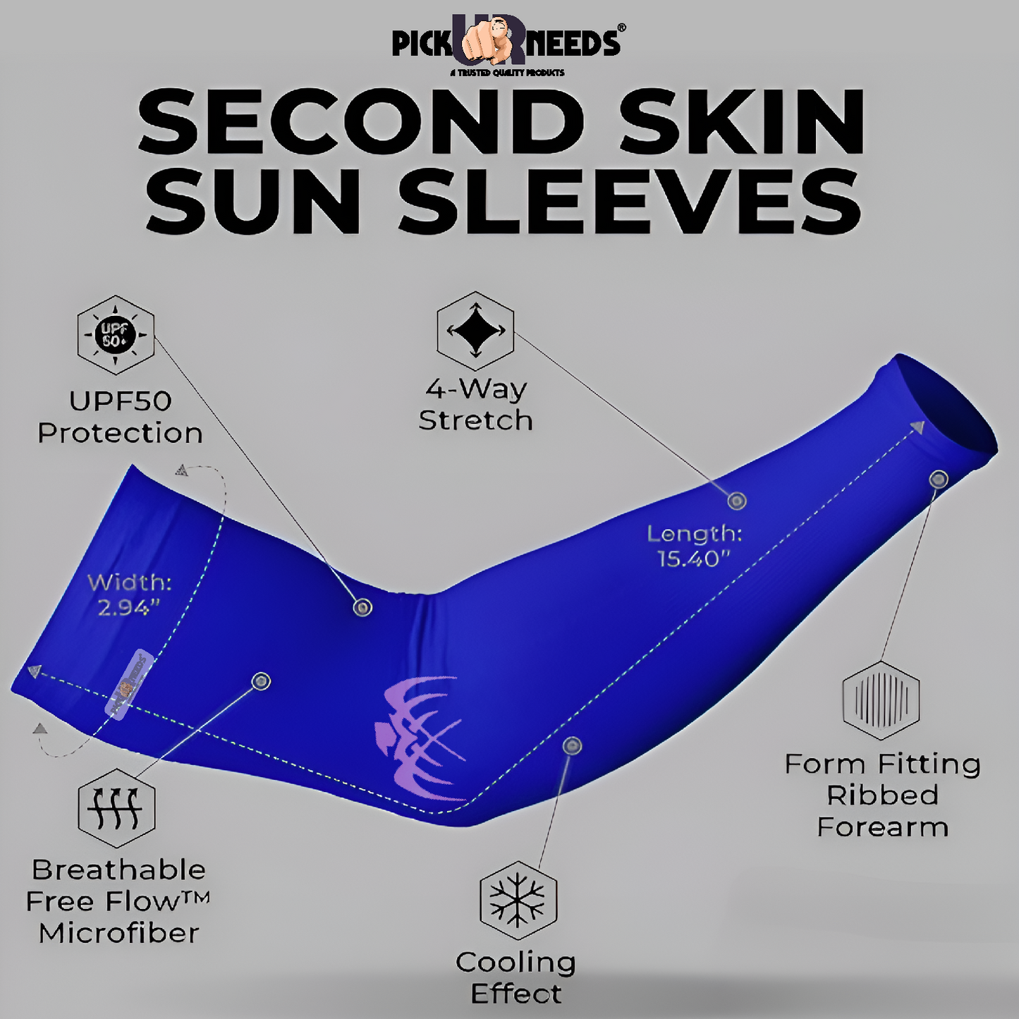 Pick Ur Needs UV Protection Arm Sleeves with Thumb Holes, Nylon Sun Protection Hand Cover for Running and Cycling, Unisex