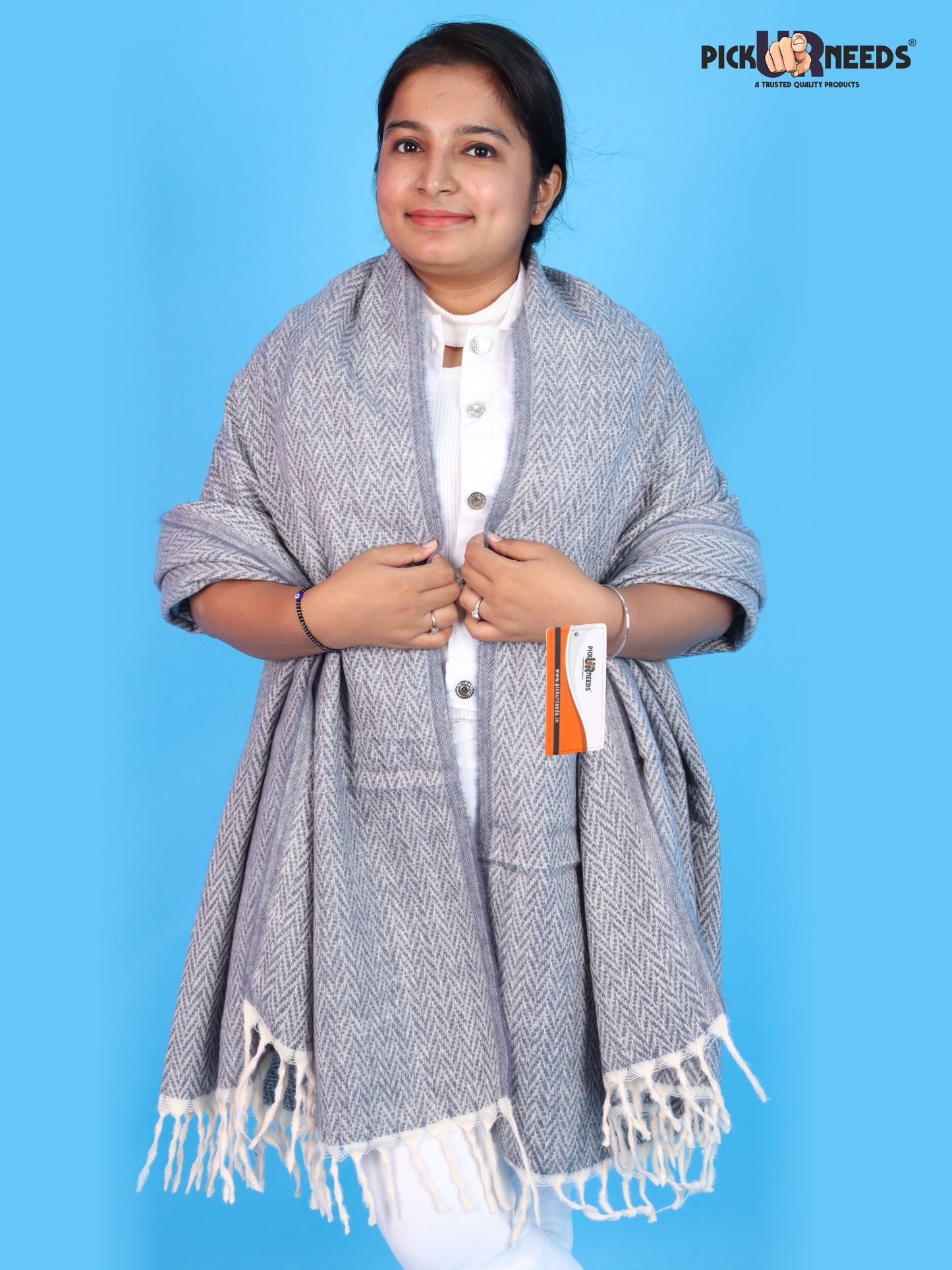 Pick Ur Needs Women’s Winter Muffler Shawl Soft & Warm Knitted Herringbone Wrap with Elegant Fringe Stole For Girls