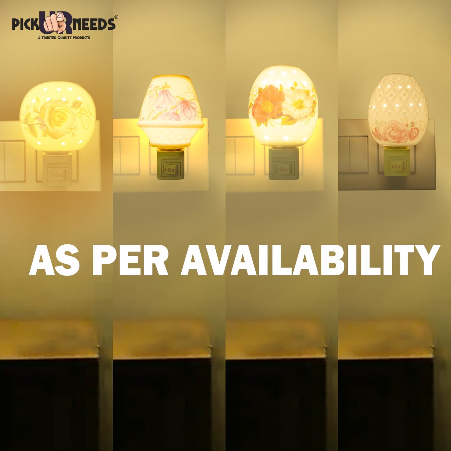 Pick Ur Needs Stylish Decorative Ceramic Electric Light (Design As per Availability) 2Pcs Night Lamp