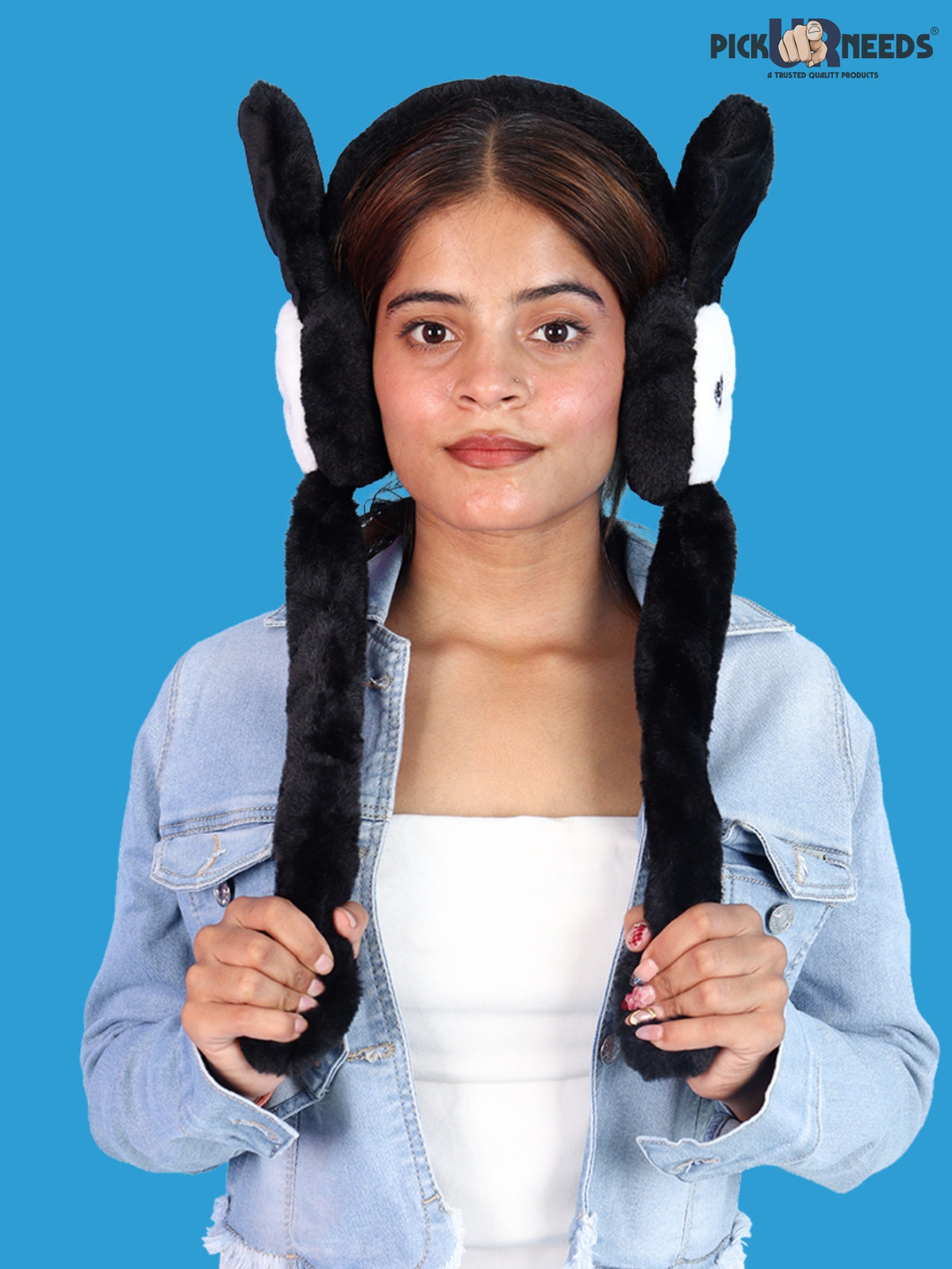 Pick Ur Needs Premium Panda Ear Muffs for Women & Girls, Soft Plush Winter Ear Warmers with Cute Animal Design, Adjustable Fit