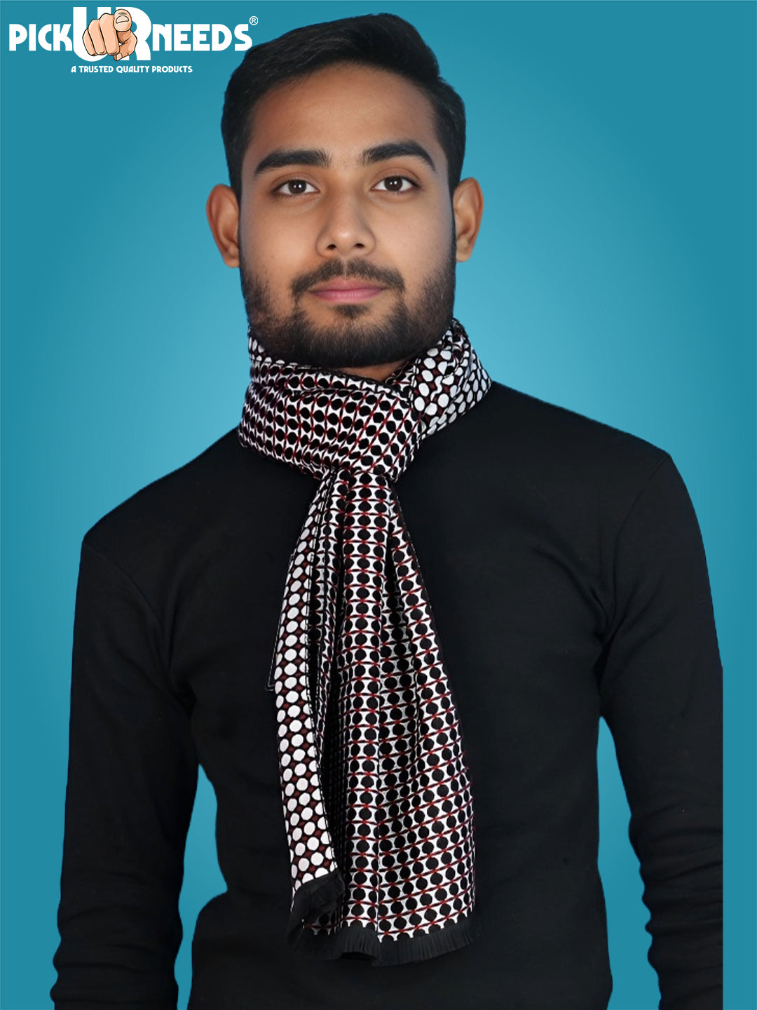 Pick Ur Needs Wool Blend Muffler for Men Soft Winter Scarf with Elegant Checks All-Day Comfort