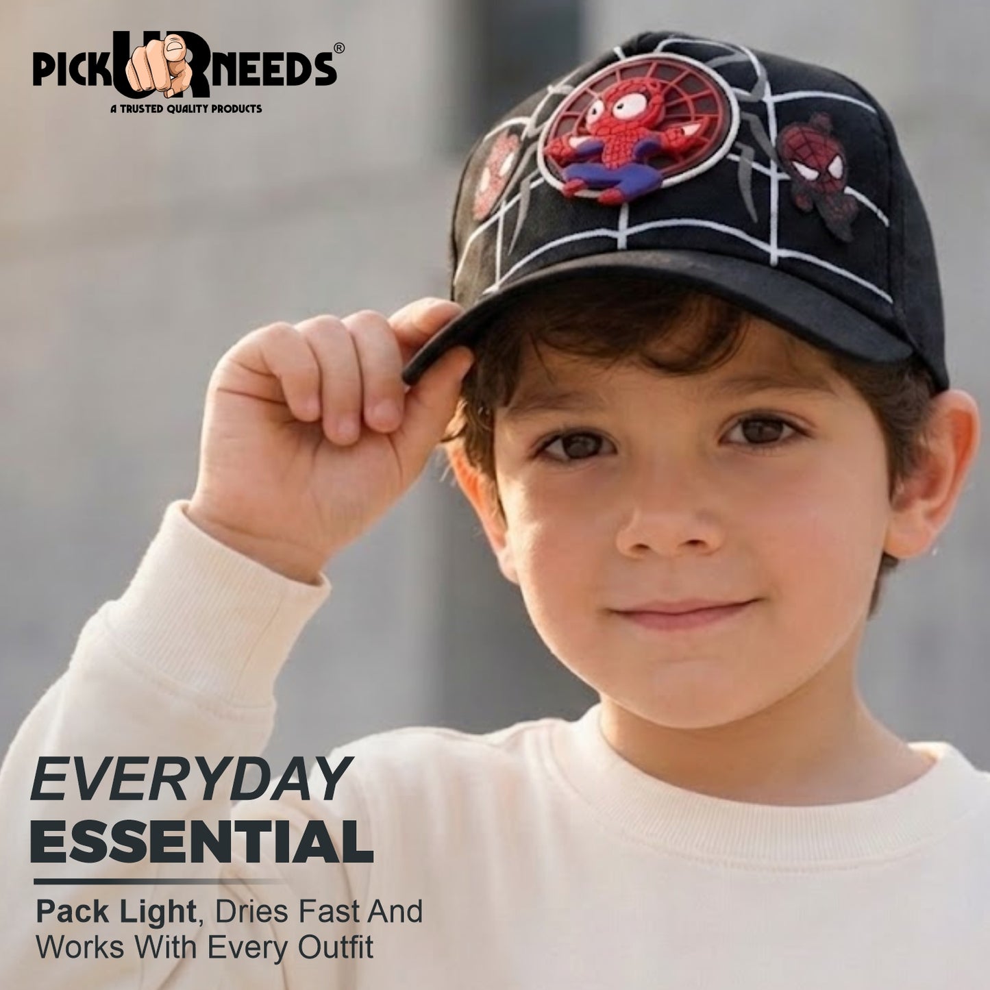 Pick Ur Needs Kids Spider Design Baseball Cap for Boys & Girls Adjustable Strap Summer Sun Protection Hat