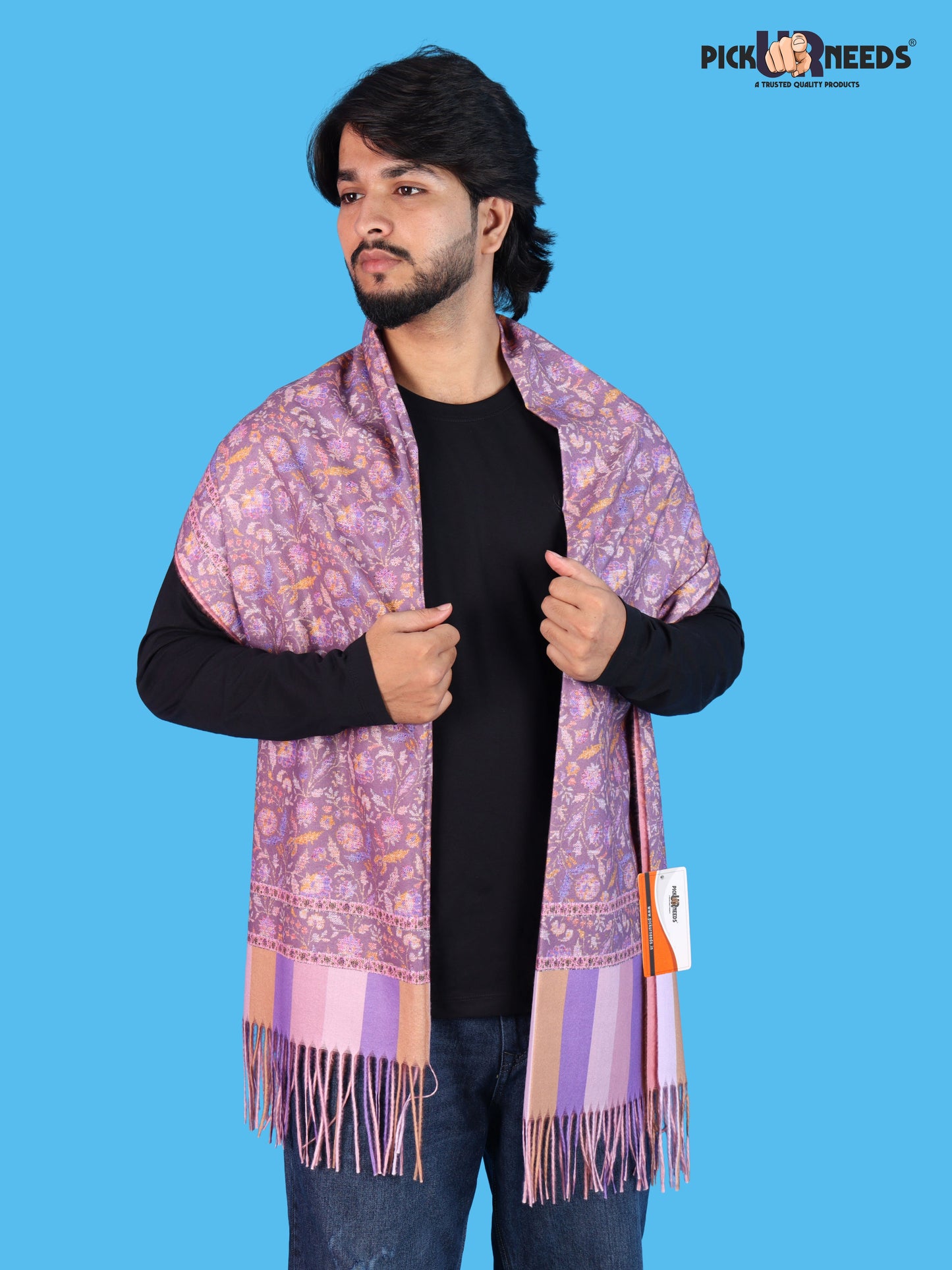 Pick Ur Needs Men’s Winter Shawl Soft Printed Warm Wrap with Fringed Ends for Casual & Formal Wear For Boys