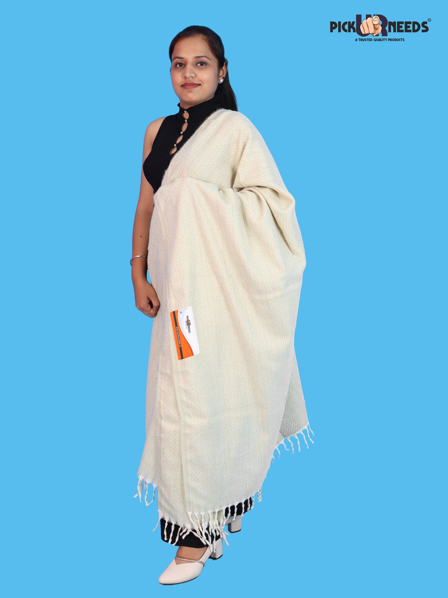 Pick Ur Needs Women’s Winter Muffler Shawl Soft & Warm Knitted Herringbone Wrap with Elegant Fringe Stole For Girls