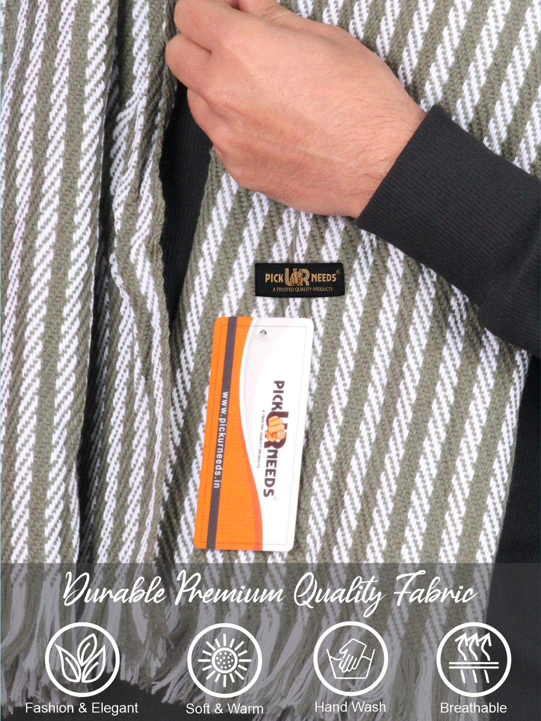 Pick Ur Needs Premium Men's Warm And Stylish Woolen Muffler With Multicolour Stripes And Stylish Tussles Ends