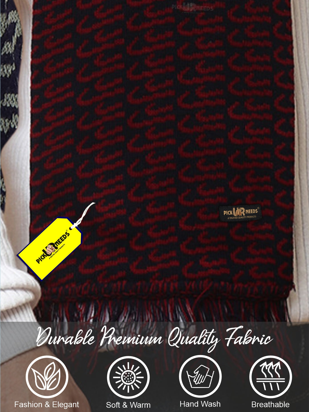 Pick Ur Needs Premium Winter Knit Muffler for Men Soft Woolen Neck Scarf with Stylish Pattern Warm & Comfortable Winter Wear for Outdoor & Casual Use