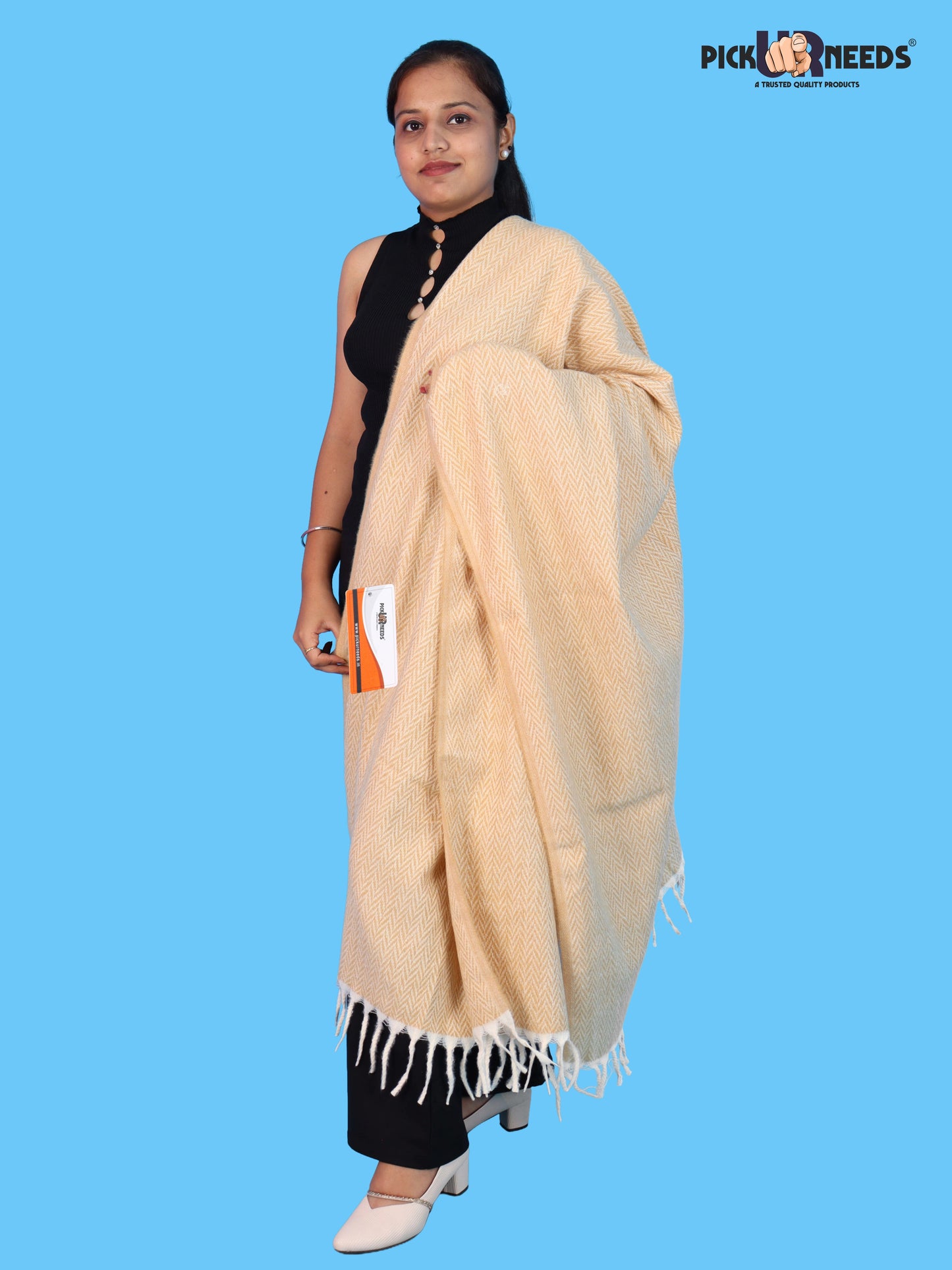 Pick Ur Needs Women’s Winter Muffler Shawl Soft & Warm Knitted Herringbone Wrap with Elegant Fringe Stole For Girls