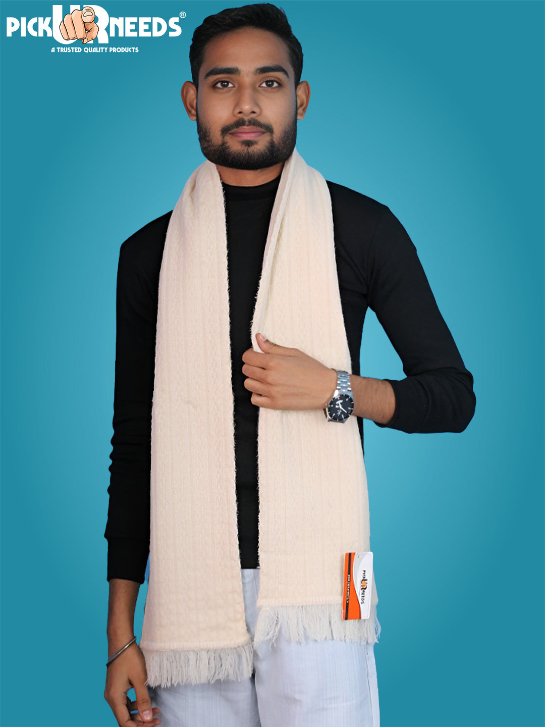 Pick Ur Needs Premium Winter Knit Muffler for Men Soft Woolen Neck Scarf with Stylish Pattern Warm & Comfortable Winter Wear for Outdoor & Casual Use