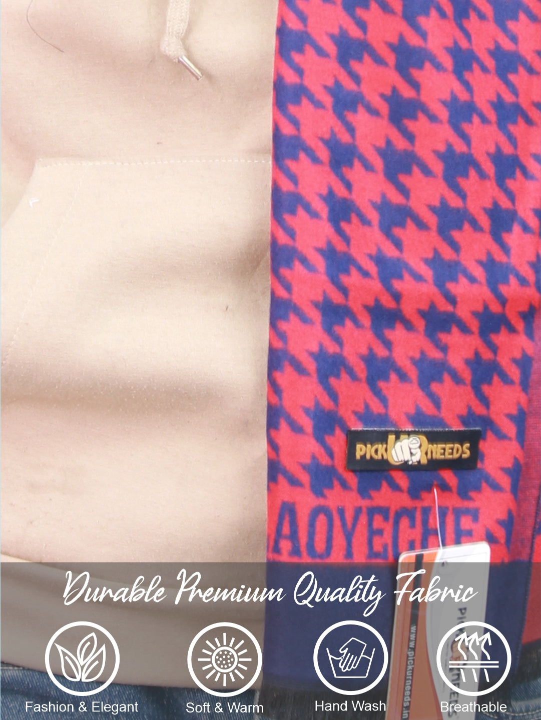 Pick Ur Needs Wool Blend Muffler for Men Soft Winter Scarf with Elegant Checks All-Day Comfort