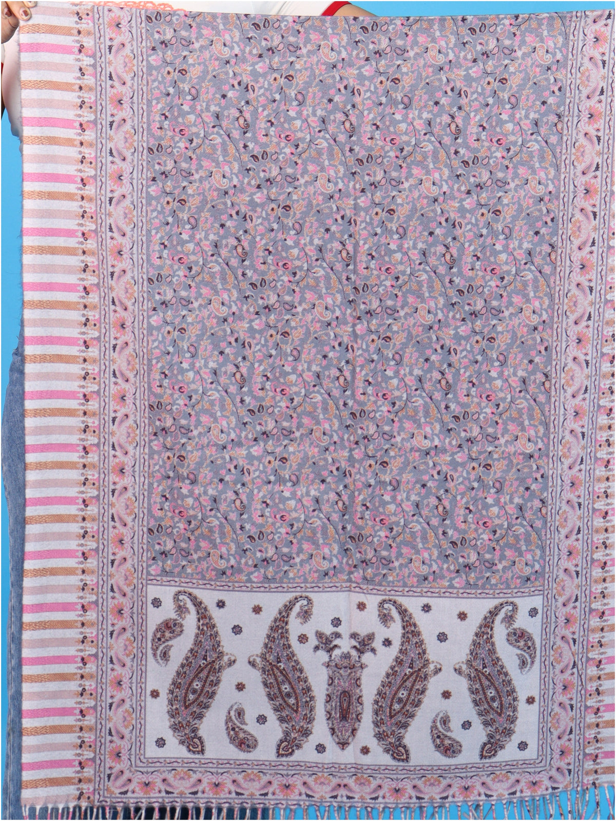Pick Ur Needs Women Winter Shawl & Muffler Soft Warm Floral Paisley Printed Stole with Tassels Stylish Lightweight Neck Wrap Scarf for Women & Girls
