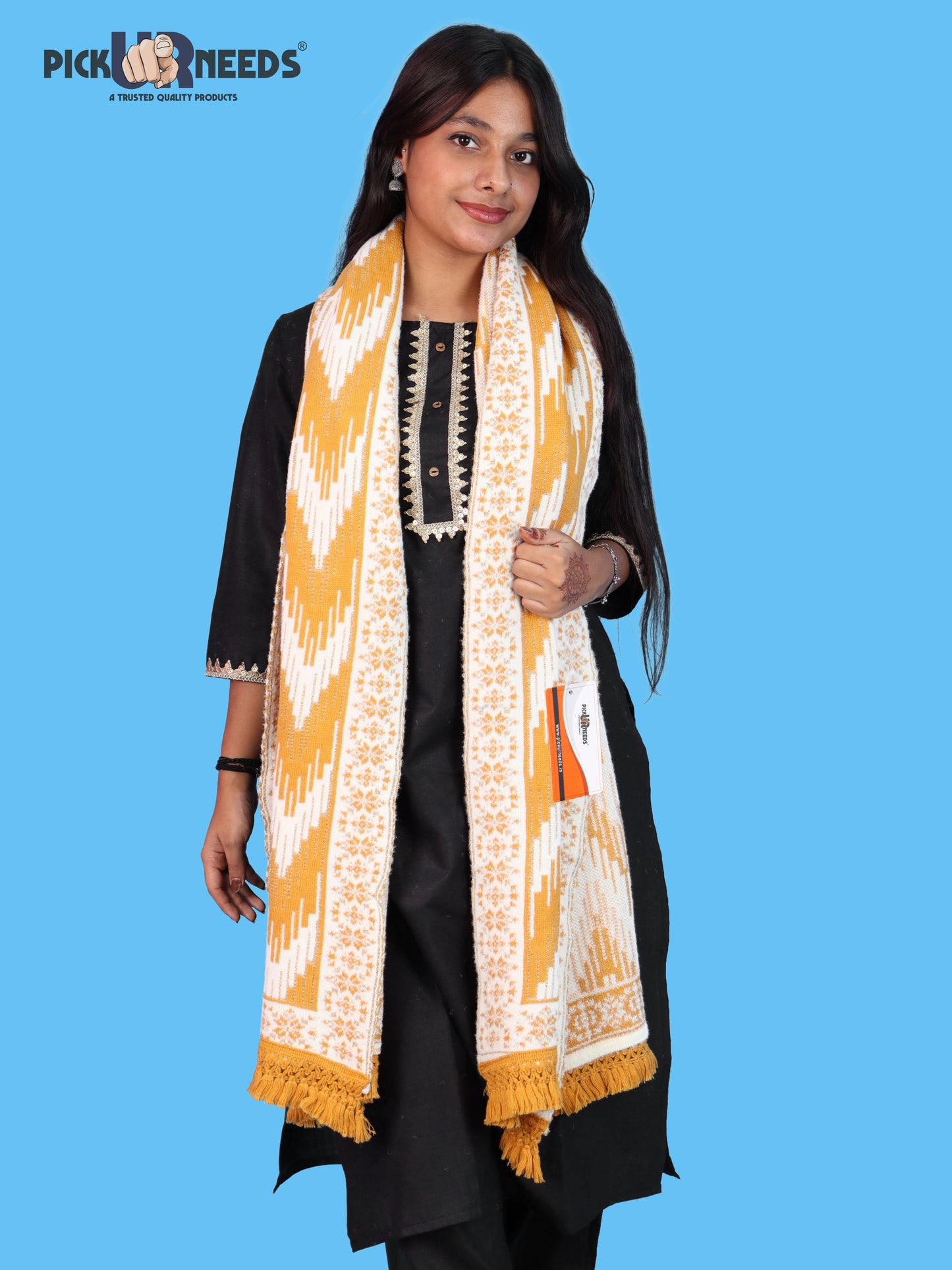 Pick Ur Needs Premium Wool Shawl For Womens & Girls Winter Muffler Soft Knitted Designer Wrap Warm Stole