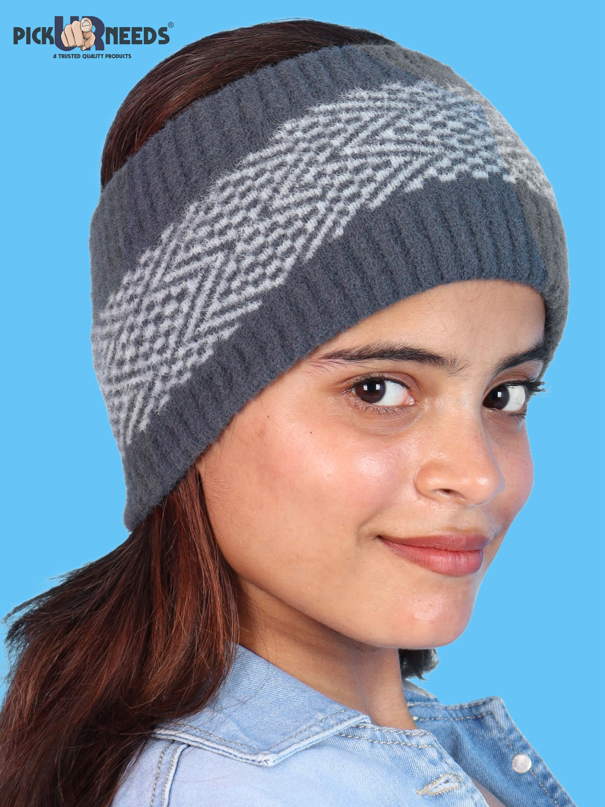 Pick Ur Needs Unisex Winter Headband Ear Warmer For Women & Men Soft Stretch Warm Head Wrap with Geometric Pattern