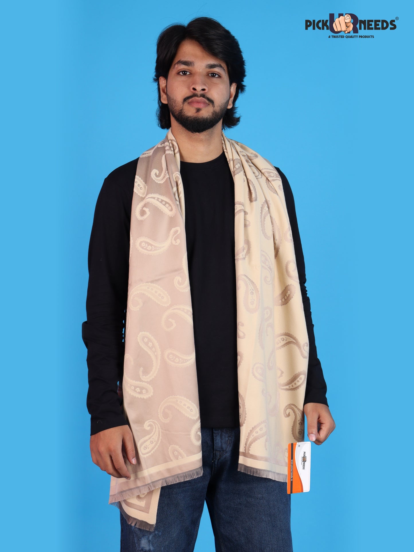 Pick Ur Needs Mens 2-in-1 Shawl & Stole, Elegant Paisley Print Winter Wrap, Lightweight Warm Shoulder Scarf for Boys, Stylish Reversible-Style