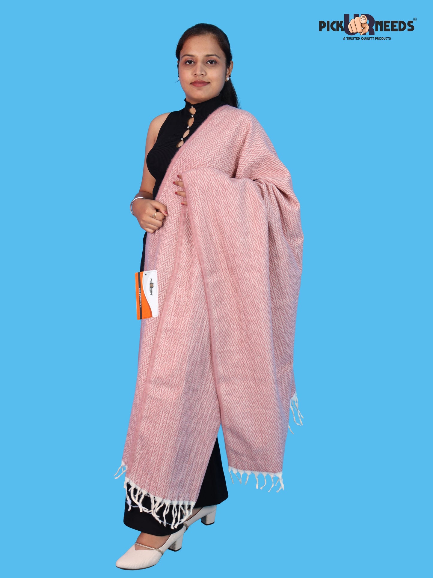 Pick Ur Needs Women’s Winter Muffler Shawl Soft & Warm Knitted Herringbone Wrap with Elegant Fringe Stole For Girls