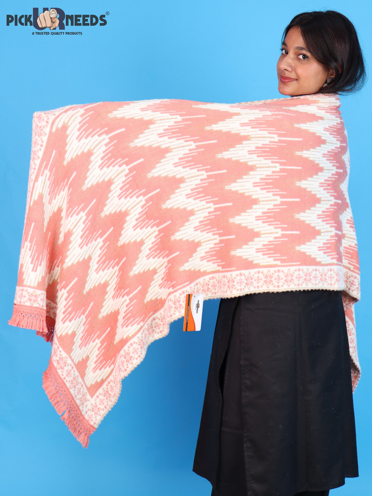 Pick Ur Needs Premium Wool Shawl For Womens & Girls Winter Muffler Soft Knitted Designer Wrap Warm Stole