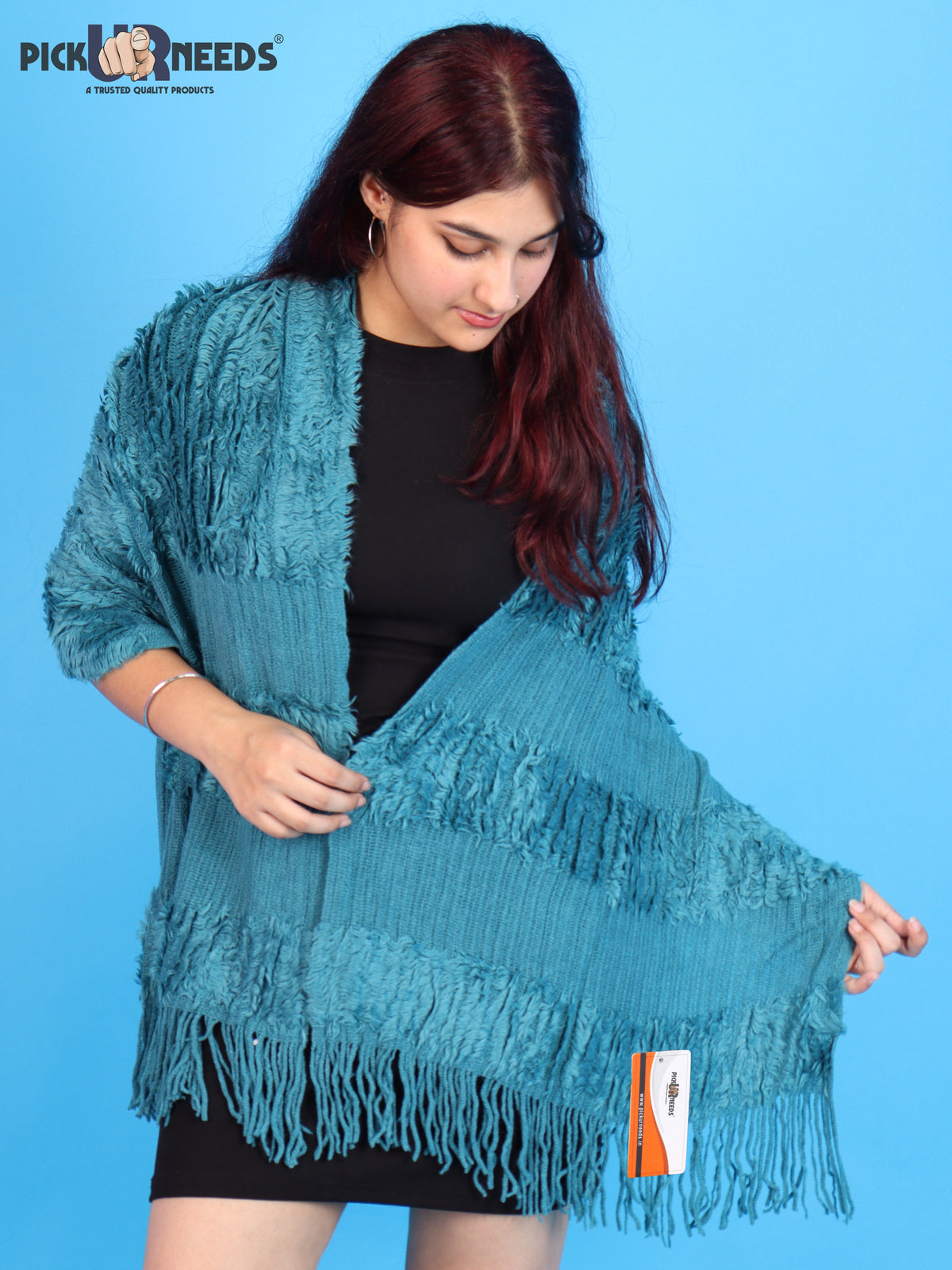 Pick Ur Needs Warm Winter Shawl & Stole for Women & Girls Soft Textured Woven Wrap with Fringe Detailing