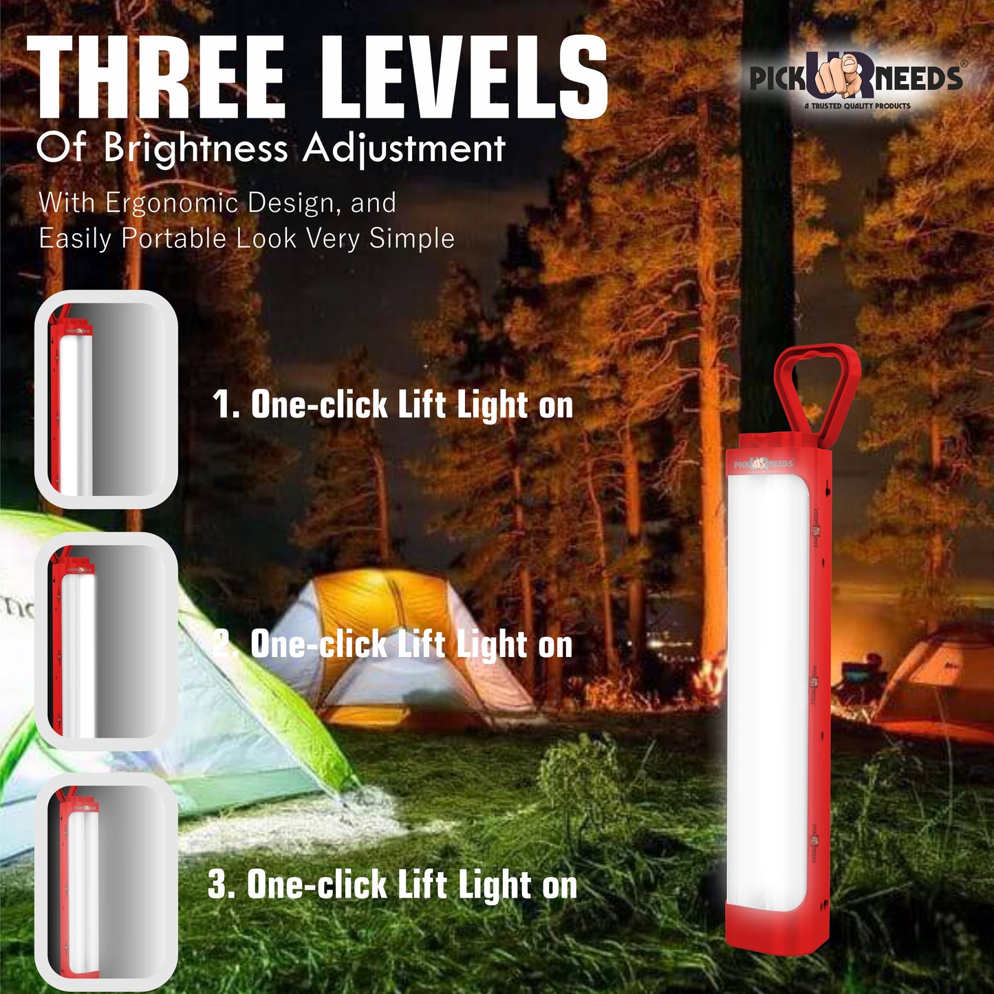 Pick Ur Needs Chargeable Emergency Light With Touch Sensor On / Off 2 High Brightness LED Tube 5 hrs Lantern Emergency Light