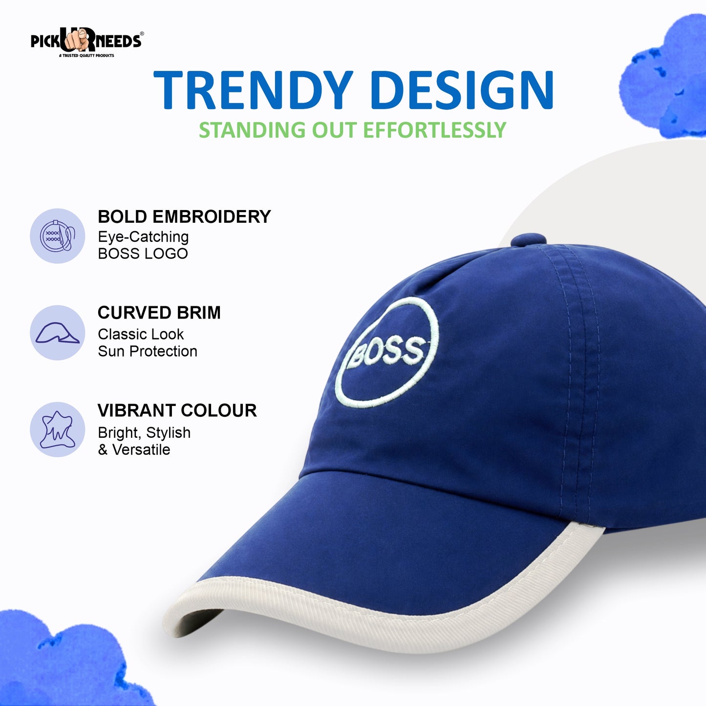 Pick Ur Needs Breathable Baseball Kids Hat Cap with Adjustable Strap Soft Breathable Cotton Hat for Boys & Girls