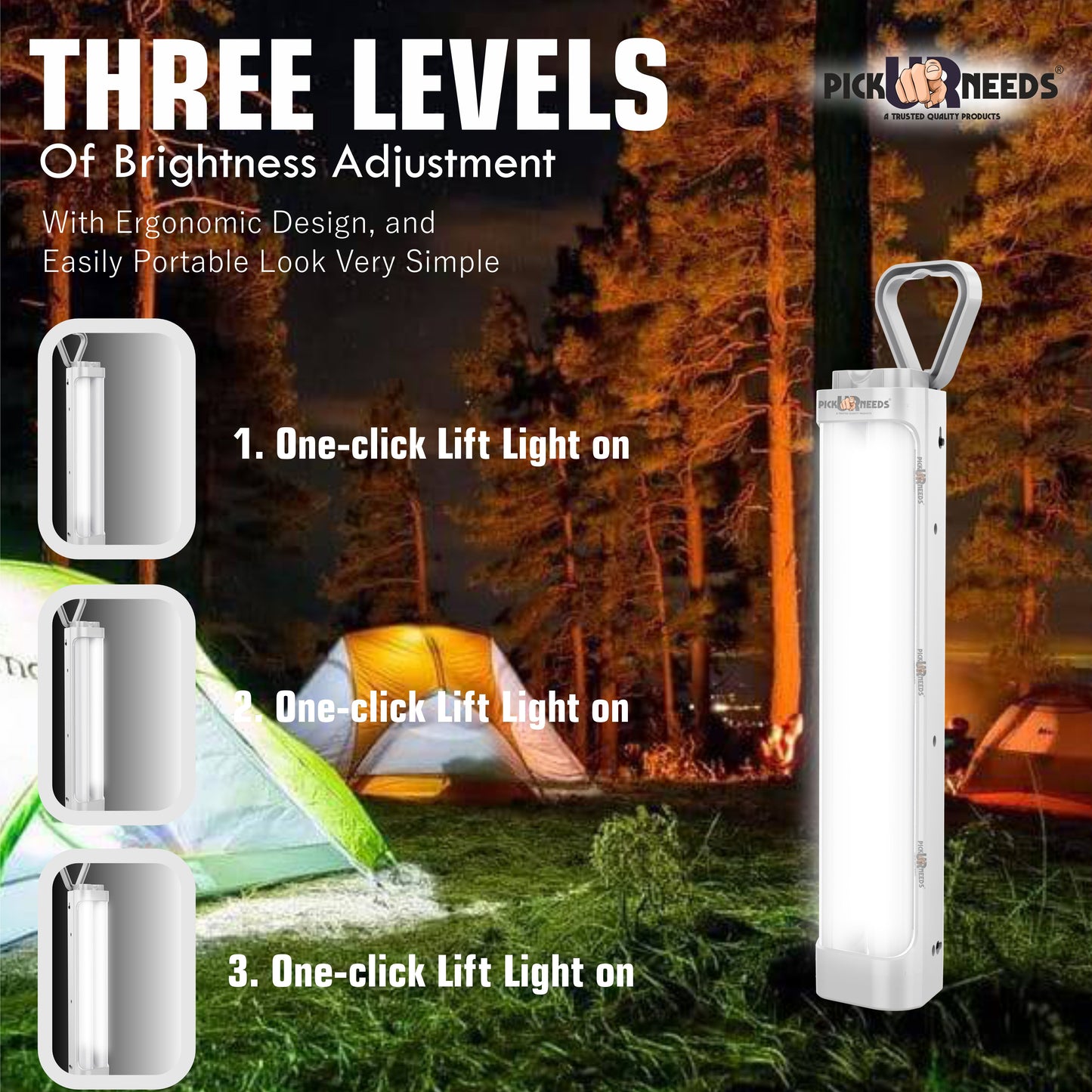 Pick Ur Needs Chargeable Emergency Light With Touch Sensor On / Off 2 High Brightness LED Tube 5 hrs Lantern Emergency Light