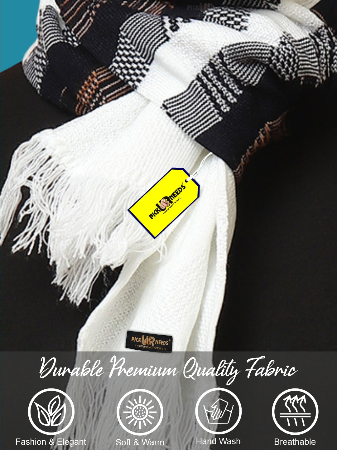 Pick Ur Needs Soft Warm Wool Blend Scarf Premium Knitted Winter Muffler for Men with Stylish Geometric Pattern Trendy Casual & Formal Winter Wear Mufflers