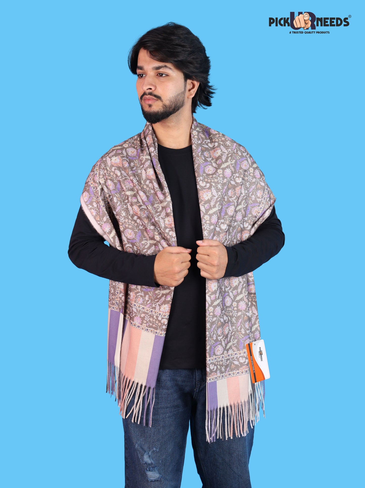 Pick Ur Needs Men’s Winter Shawl Soft Printed Warm Wrap with Fringed Ends for Casual & Formal Wear For Boys