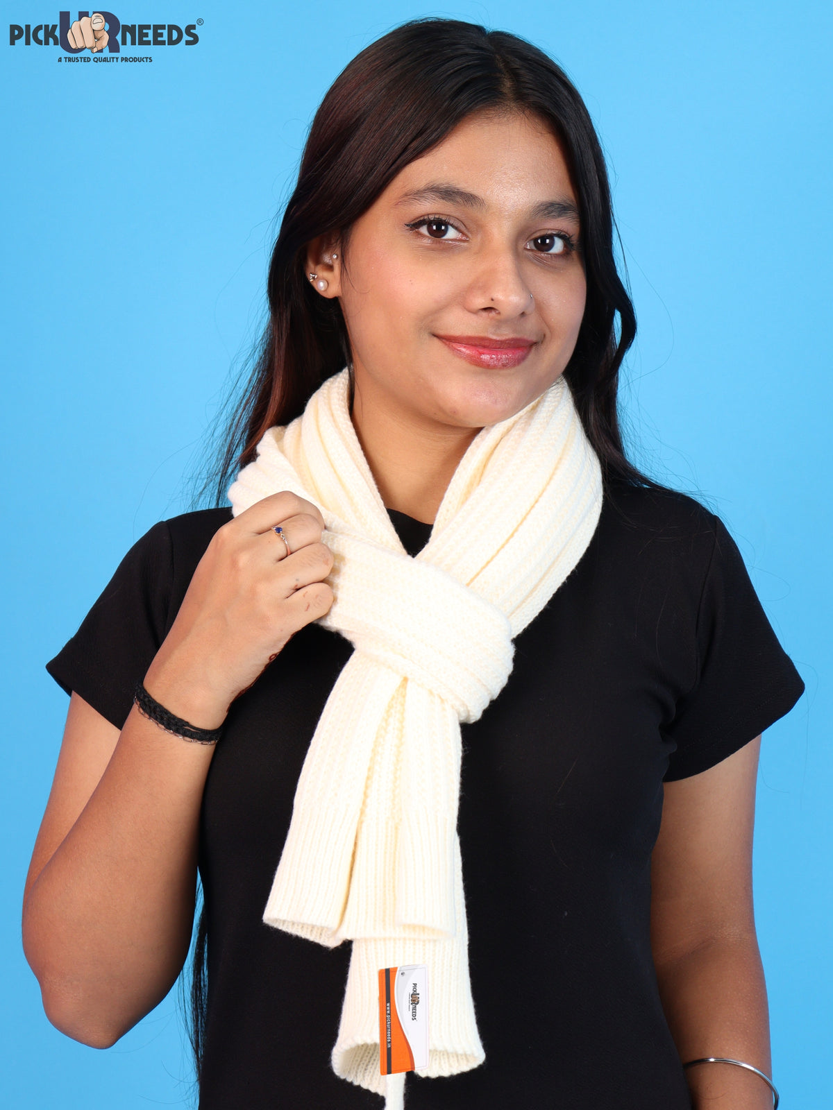 Pick Ur Needs Womens Stylish Knitted Muffler Scarf, Long Ribbed Knit Winter Neck Wrap, Soft Textured Cozy Scarf for Girls